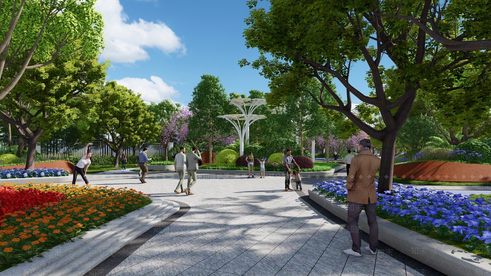 现代景观公园SU模型下载【ID:1203270370】