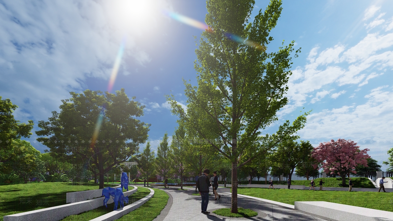 现代景观公园SU模型下载【ID:1203270370】