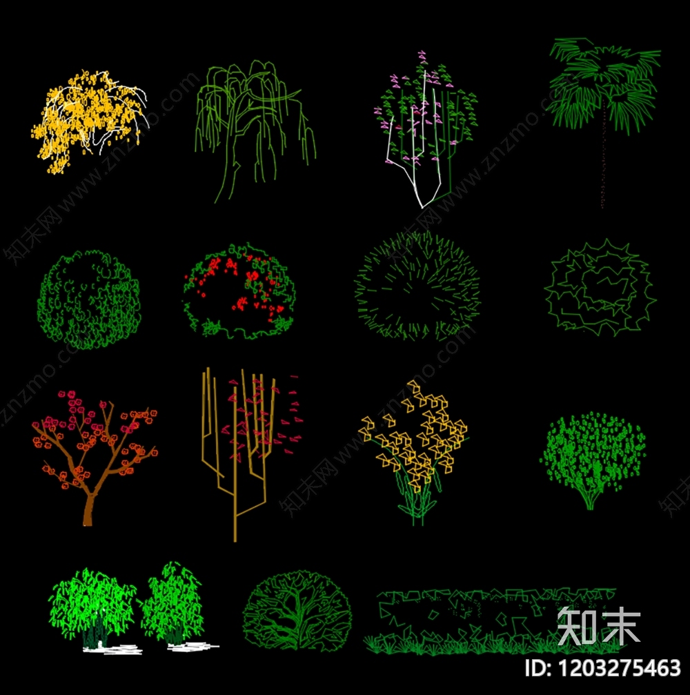 新中式中式绿植cad施工图下载【ID:1203275463】