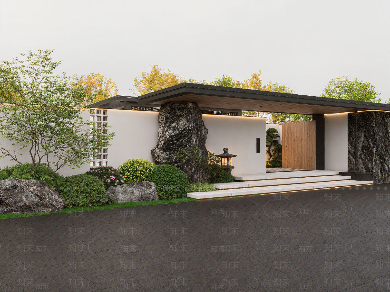 新中式现代别墅庭院SU模型下载【ID:1203277337】