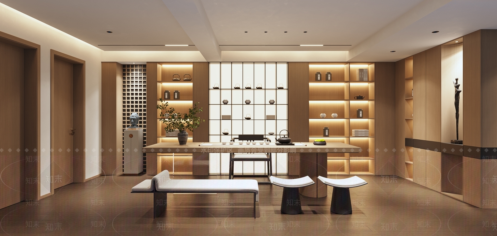 新中式现代茶室3D模型下载【ID:1203279093】
