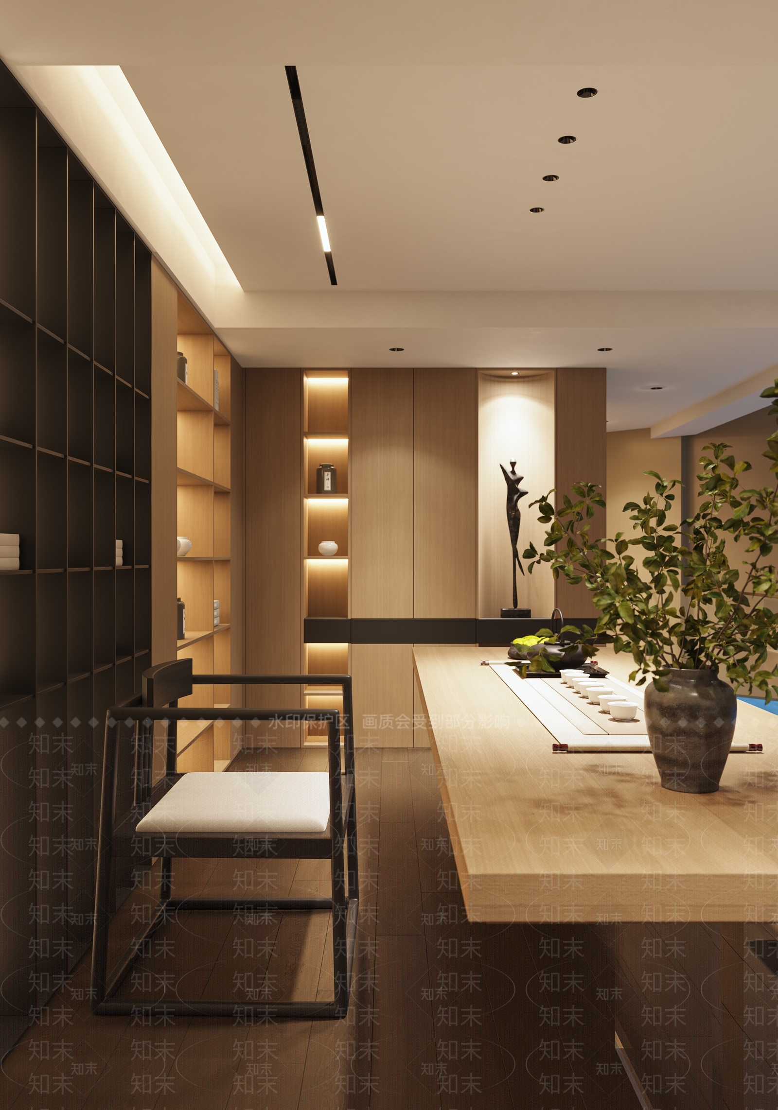 新中式现代茶室3D模型下载【ID:1203279093】