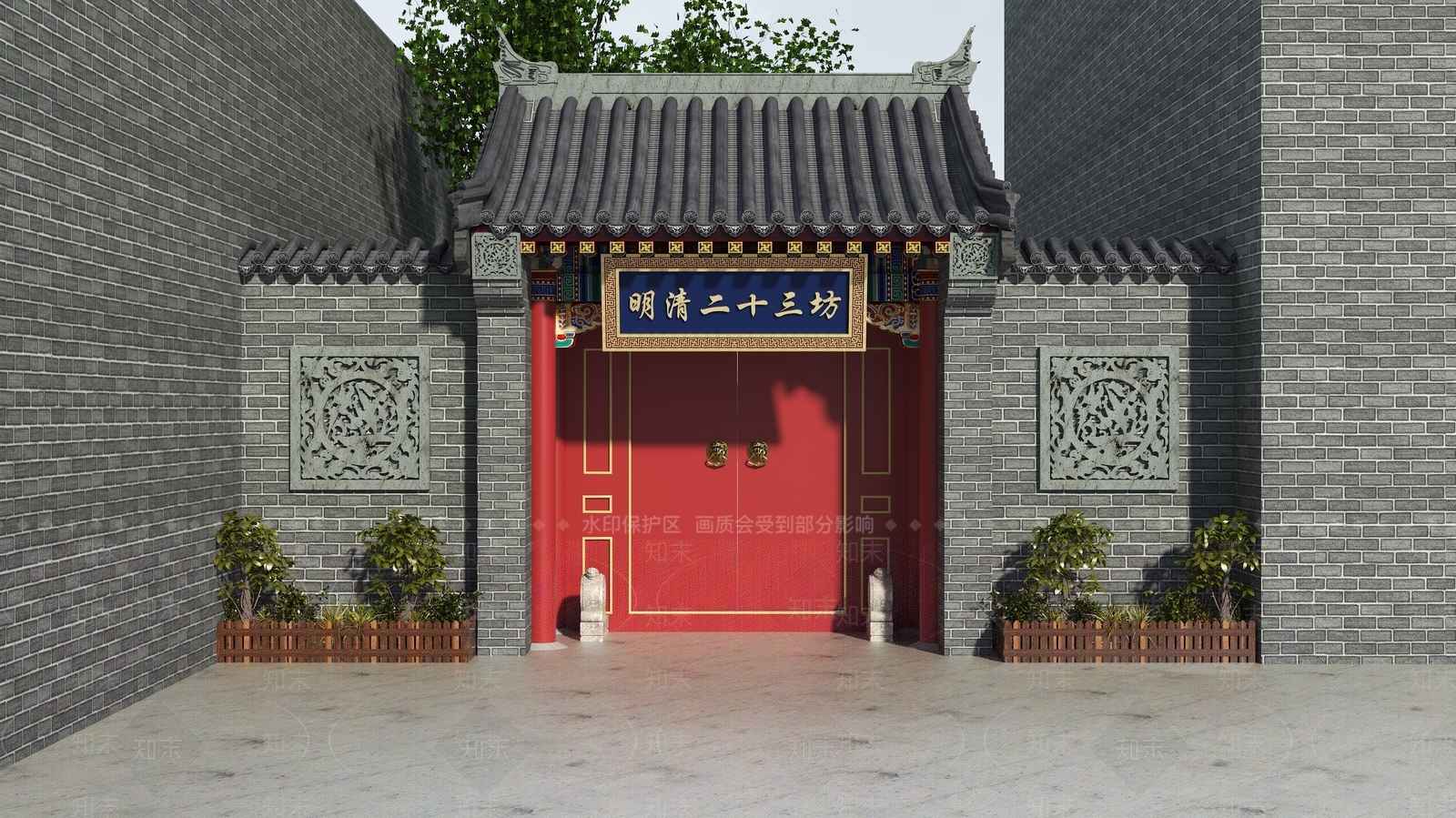 中式门头3D模型下载【ID:1203387342】