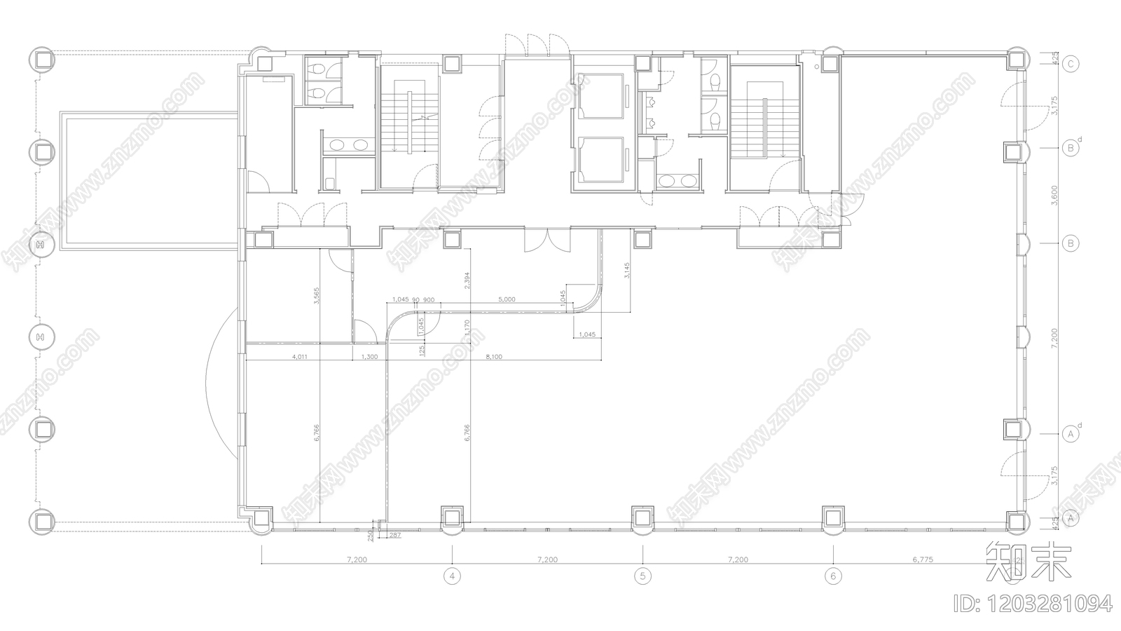 现代办公楼建筑施工图下载【ID:1203281094】