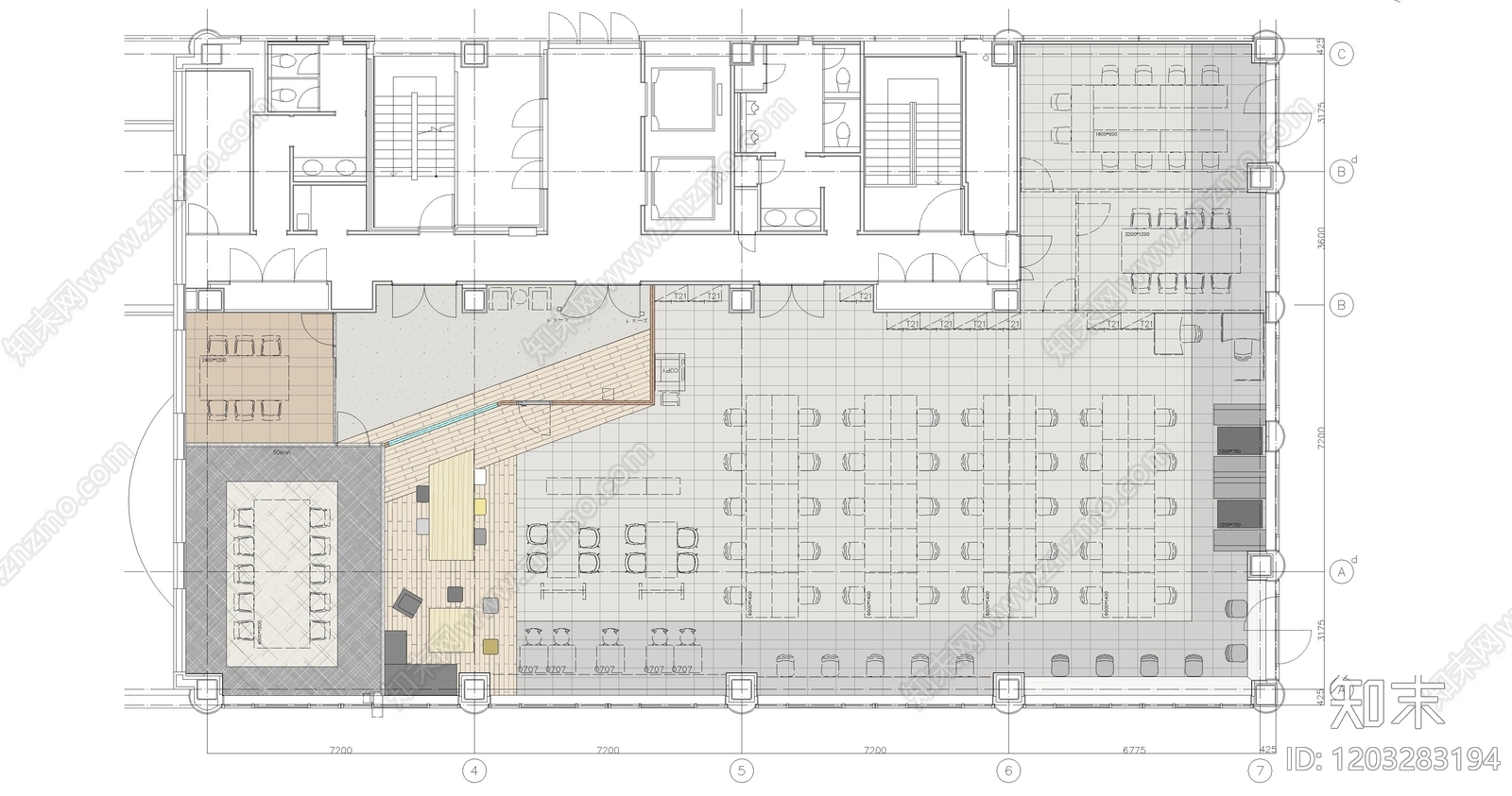 现代办公楼建筑施工图下载【ID:1203283194】