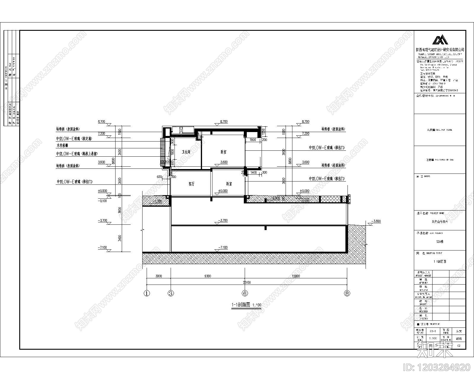 现代别墅建筑cad施工图下载【ID:1203284920】