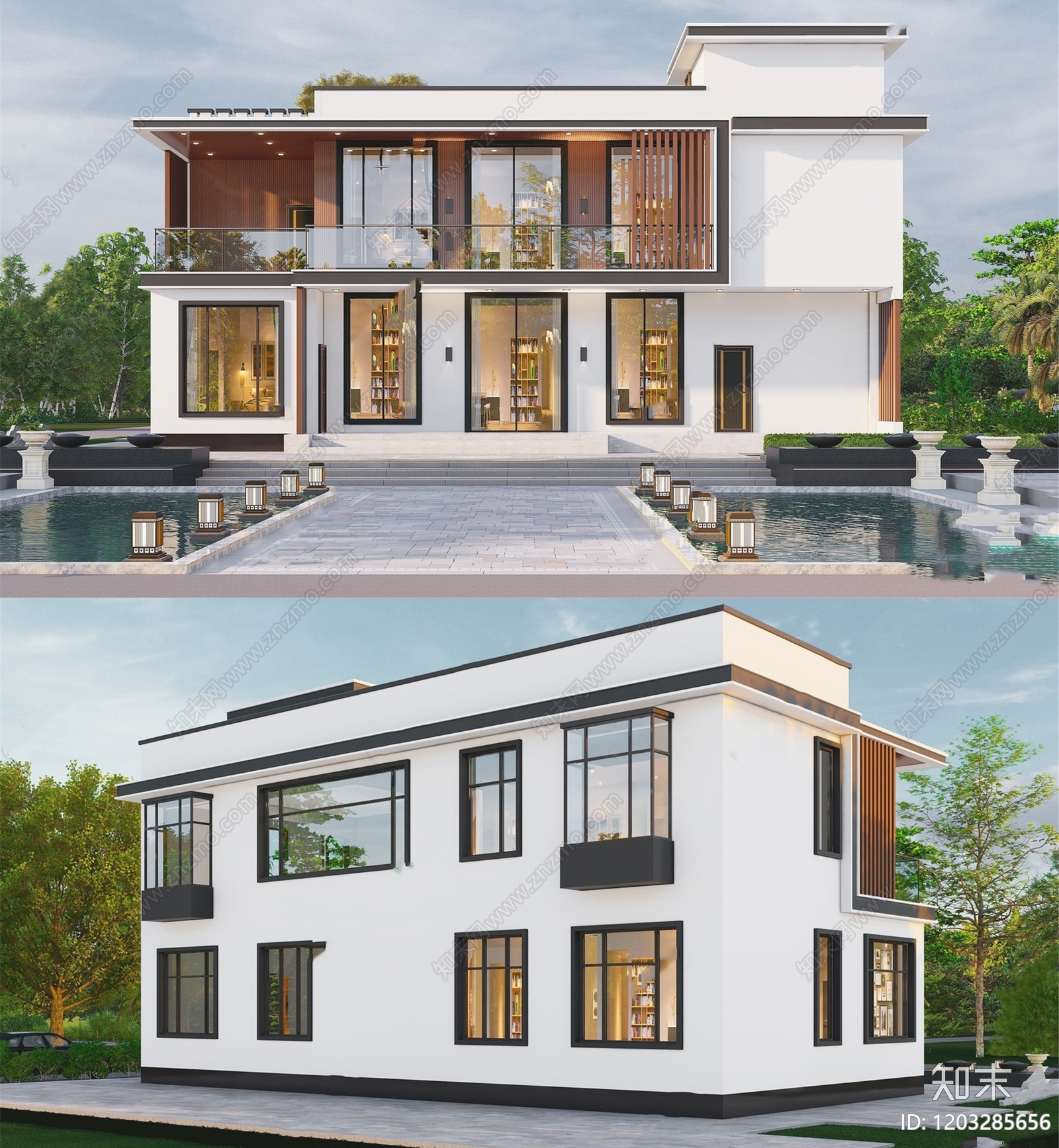 现代别墅建筑cad施工图下载【ID:1203285656】