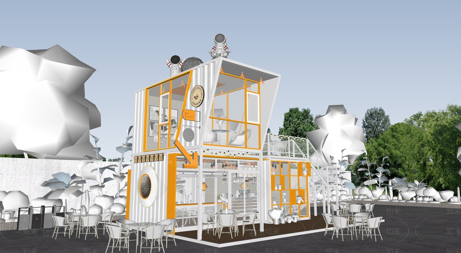 现代餐饮建筑SU模型下载【ID:1203287440】