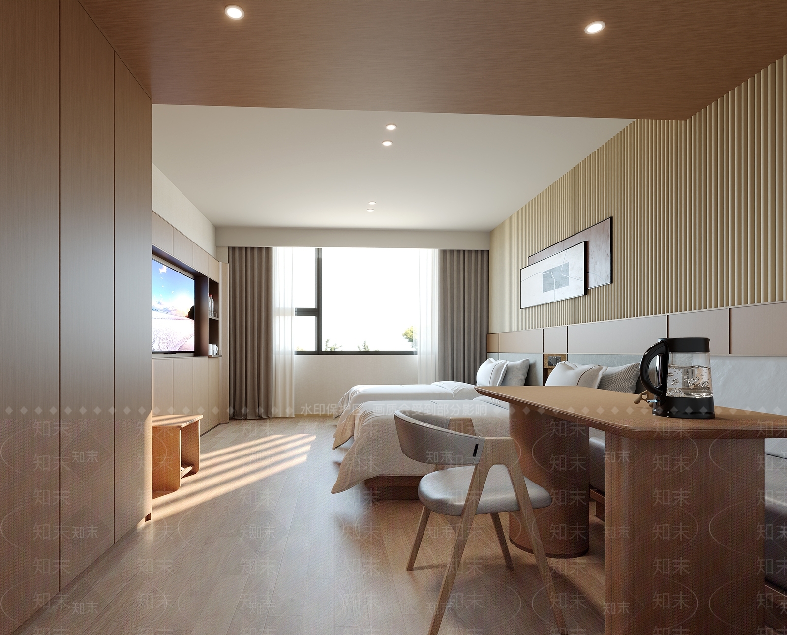 现代酒店客房3D模型下载【ID:1203423775】