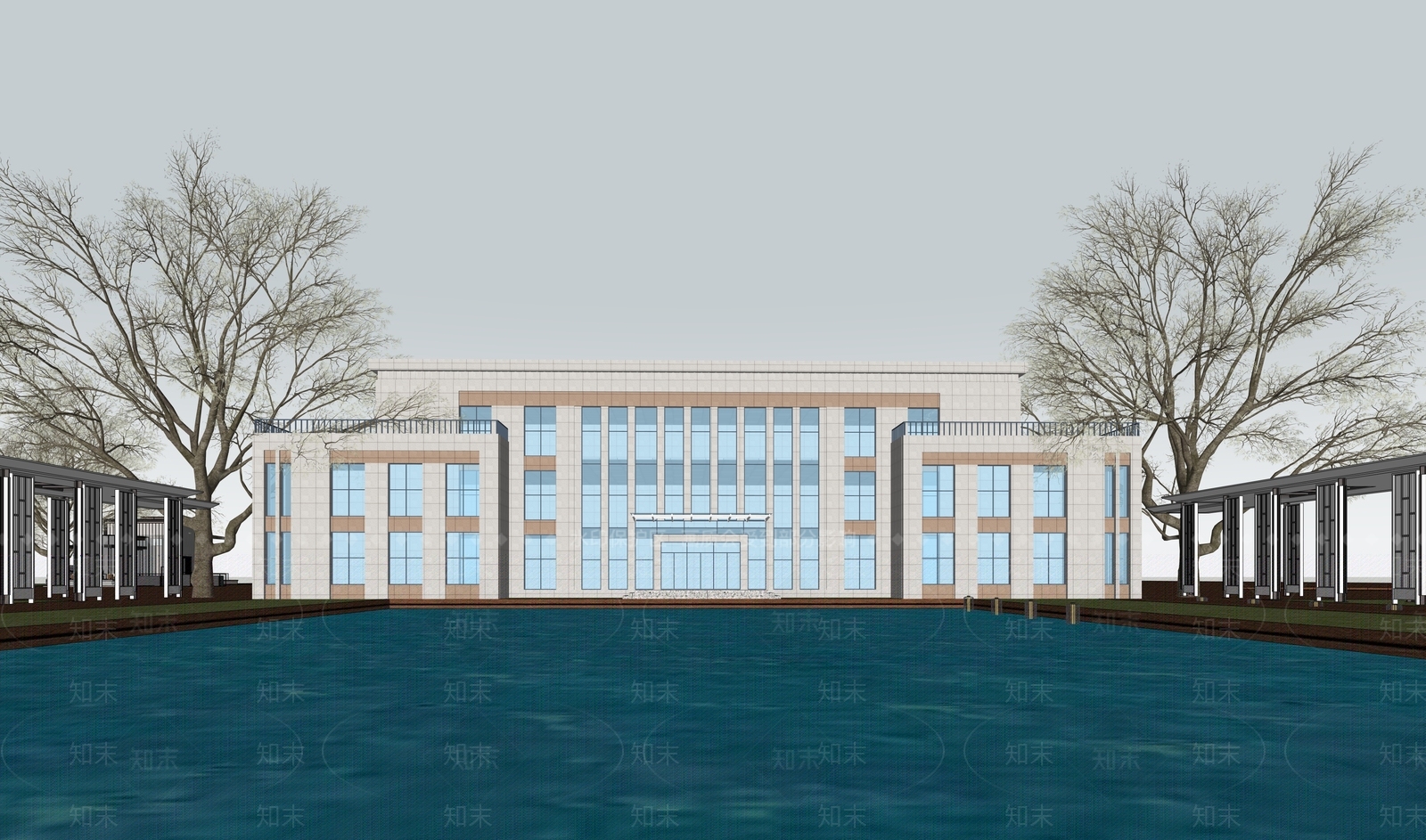 现代银行建筑SU模型下载【ID:1203291586】