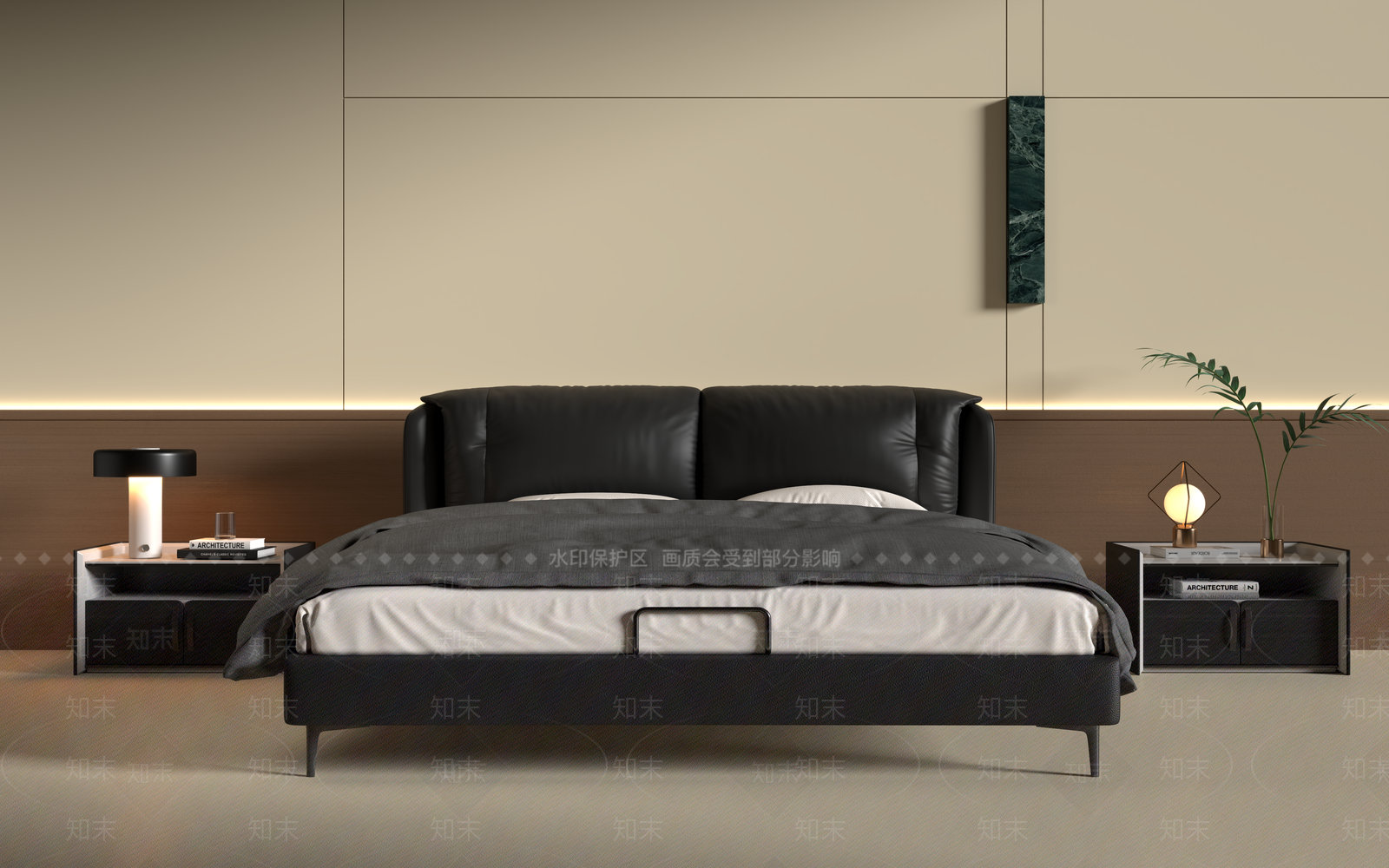 现代意式双人床SU模型下载【ID:1203291725】