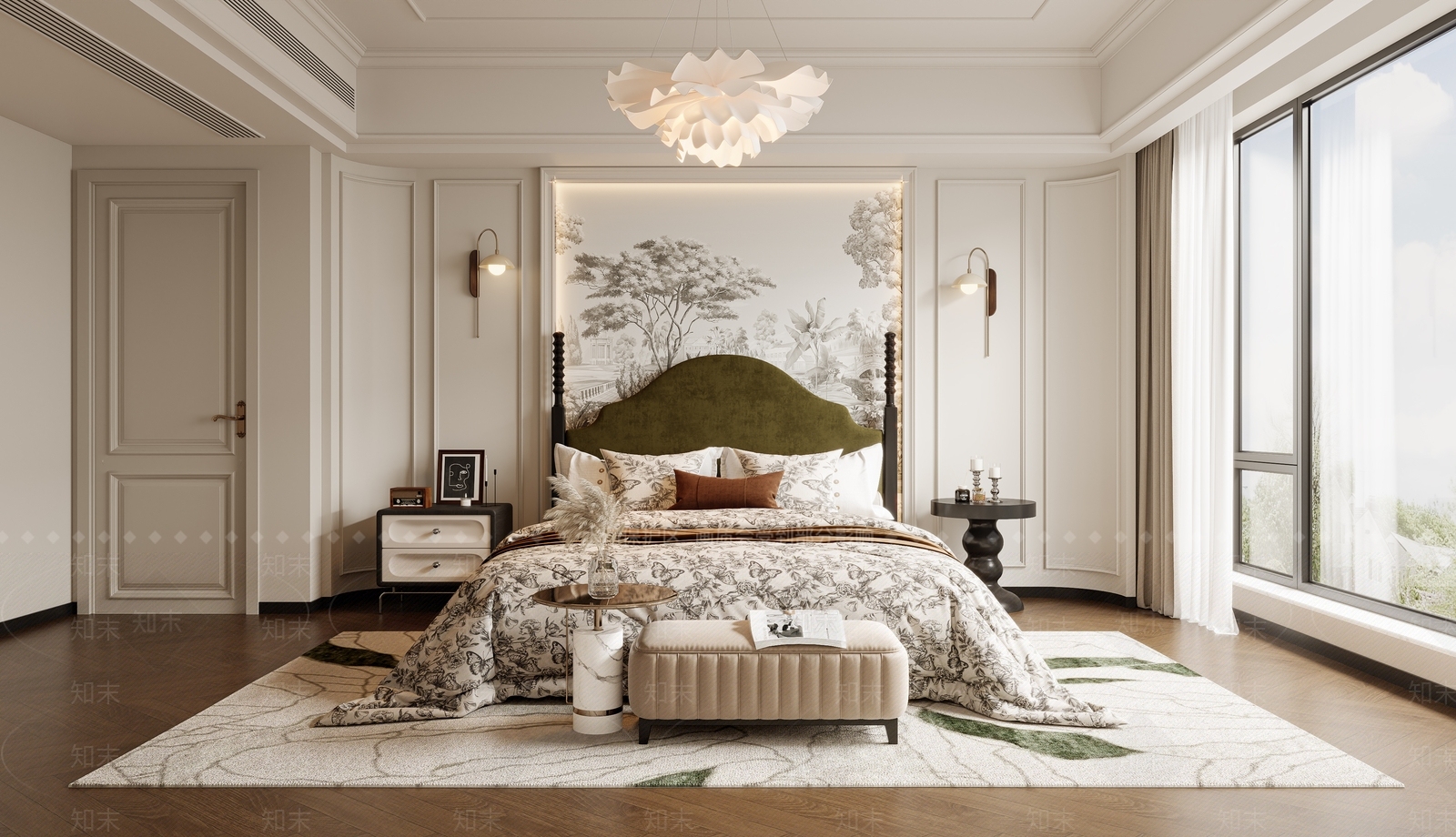 现代法式家居卧室3D模型下载【ID:1203293604】