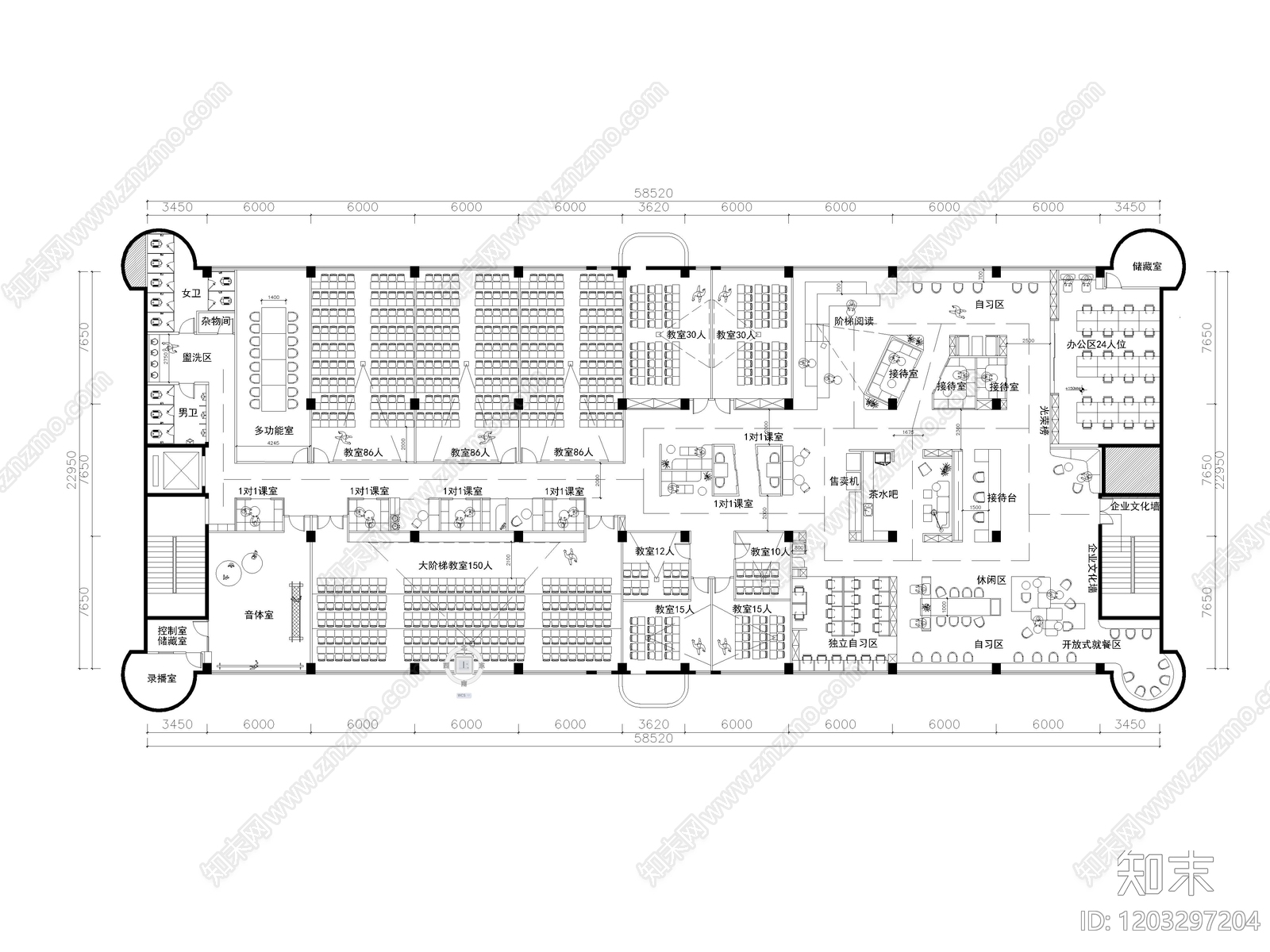 现代教室cad施工图下载【ID:1203297204】