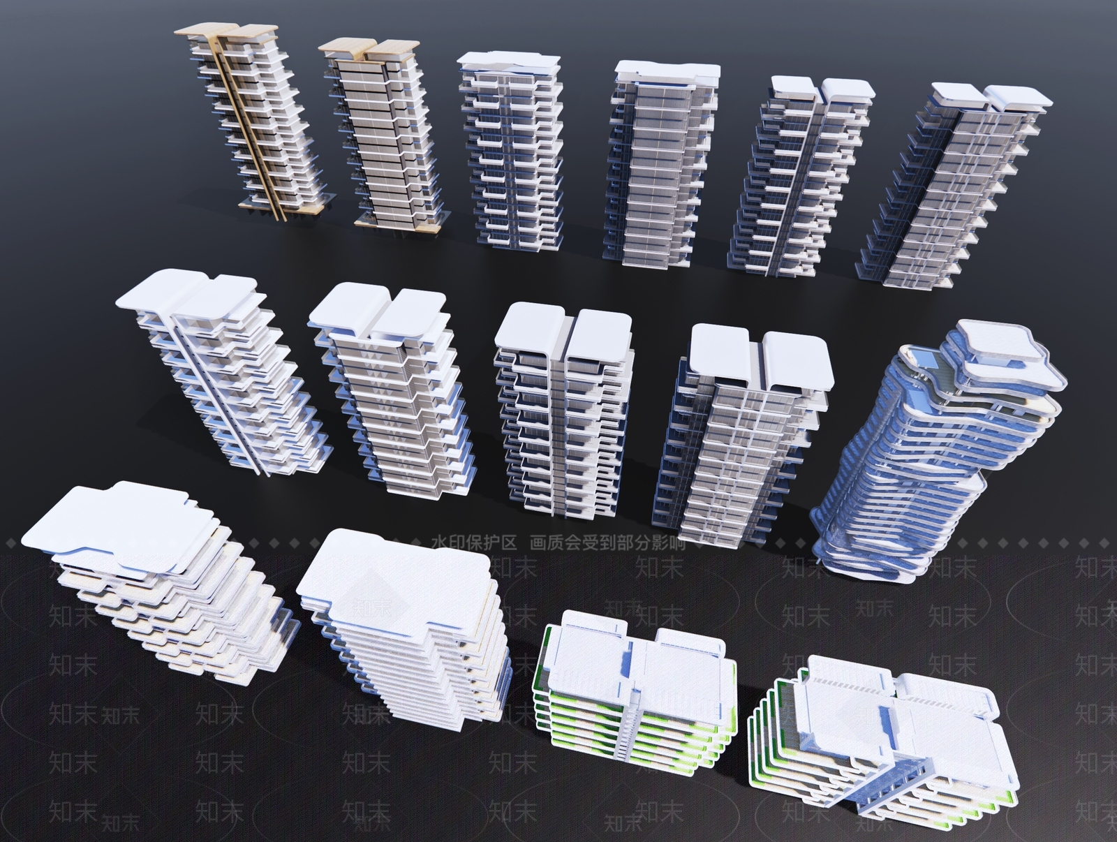 现代多层住宅楼3D模型下载【ID:1204879890】