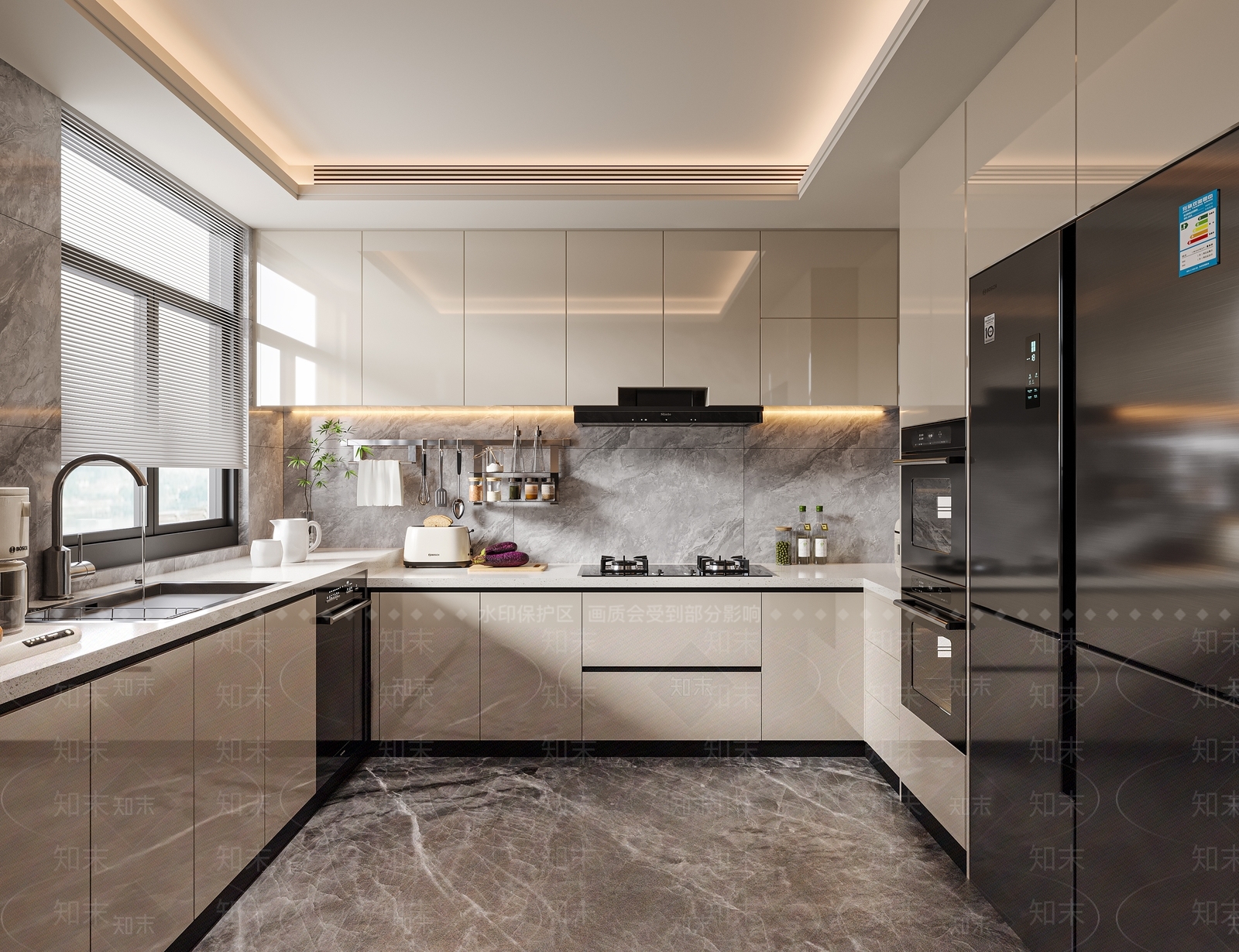 现代封闭式厨房3D模型下载【ID:1203303525】