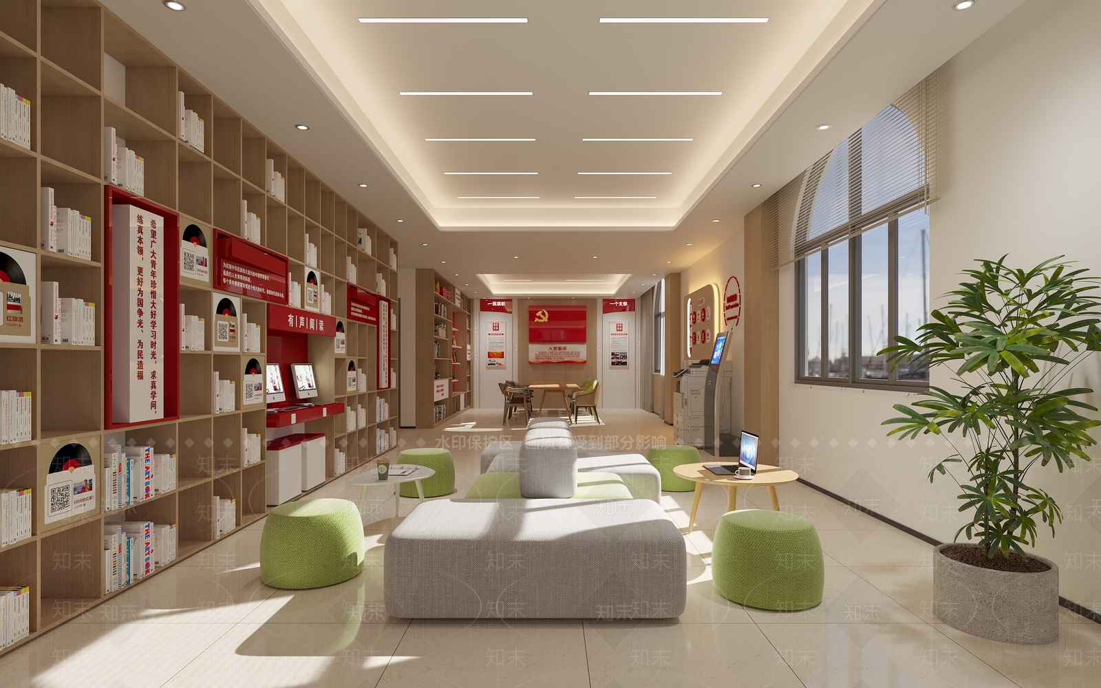 现代原木党建展厅3D模型下载【ID:1203304760】