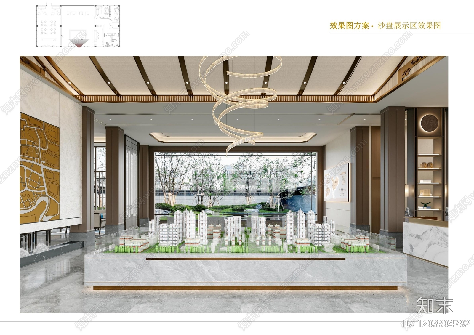 现代新中式售楼处cad施工图下载【ID:1203304792】