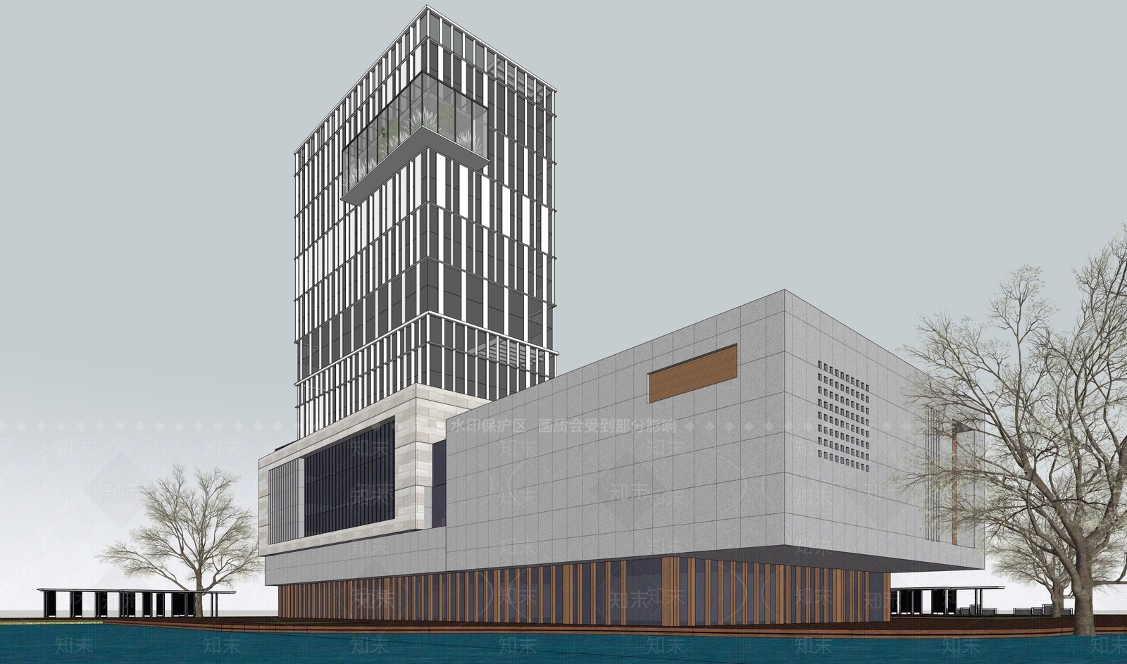 现代酒店建筑SU模型下载【ID:1203304965】
