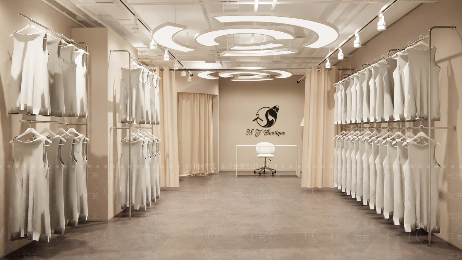 奶油现代服装店SU模型下载【ID:1203306347】
