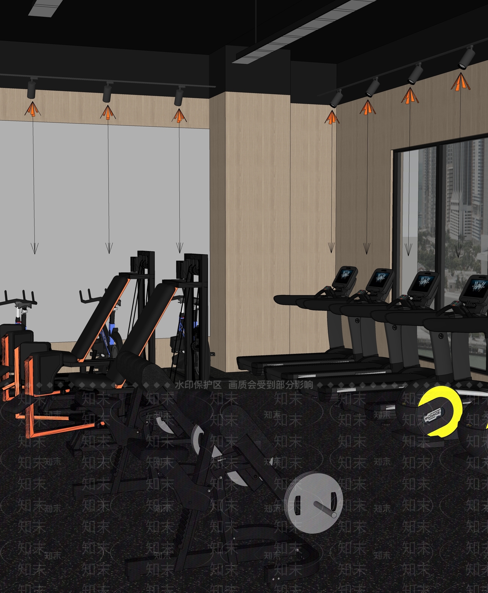 现代新中式健身房SU模型下载【ID:1203306588】