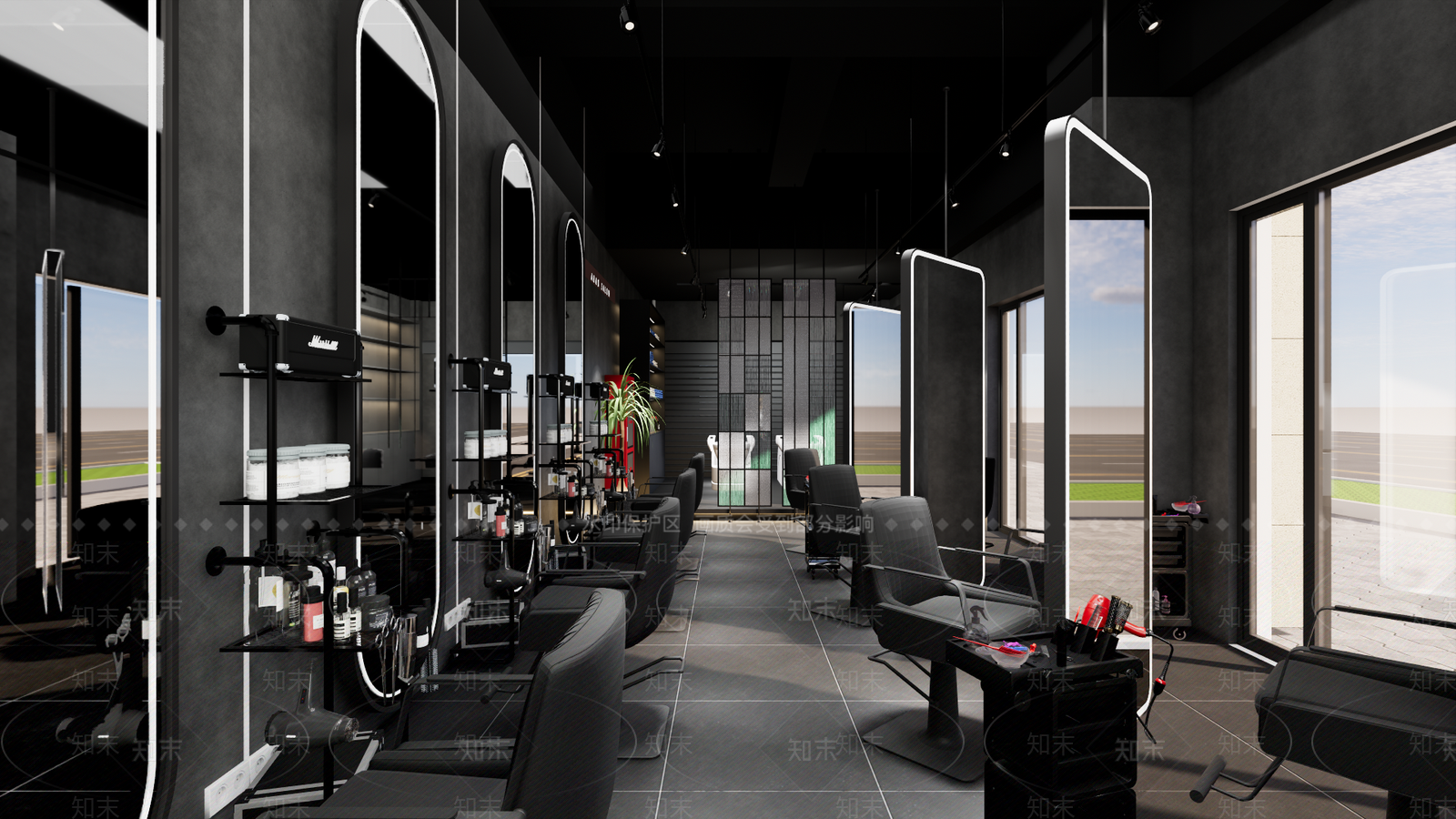 现代工业理发店SU模型下载【ID:1203330748】