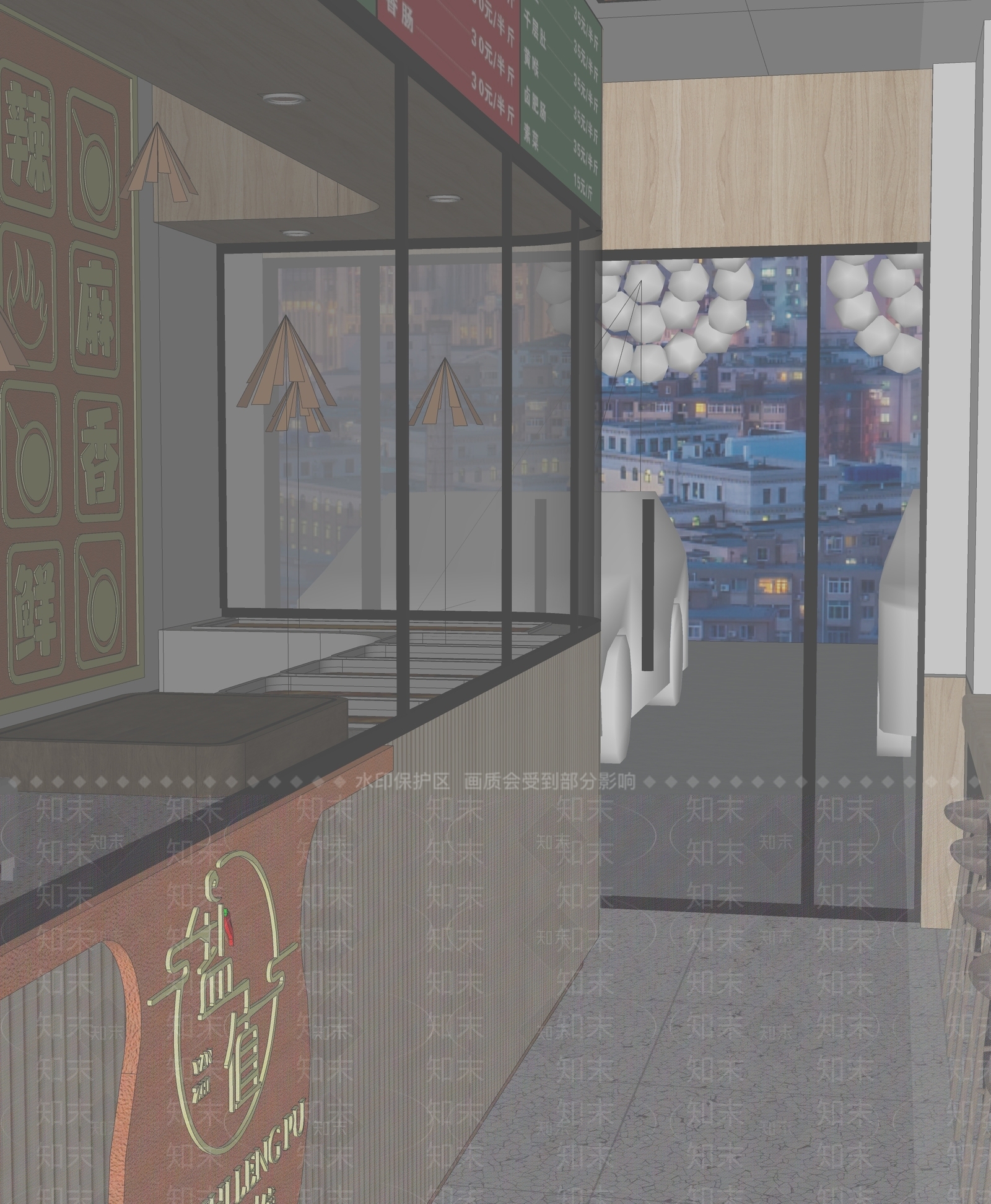 现代新中式快餐店SU模型下载【ID:1203309750】