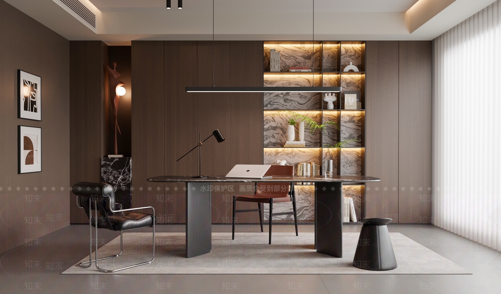 现代意式书房3D模型下载【ID:1203316538】