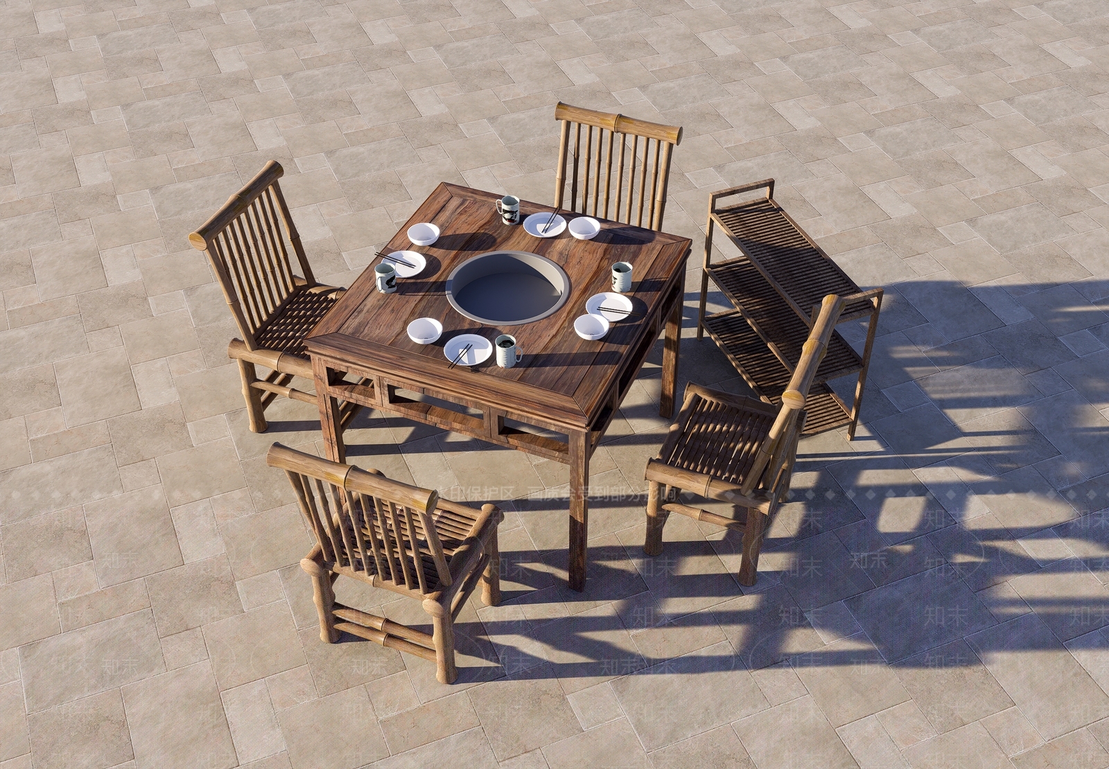 原木餐桌椅SU模型下载【ID:1203319363】