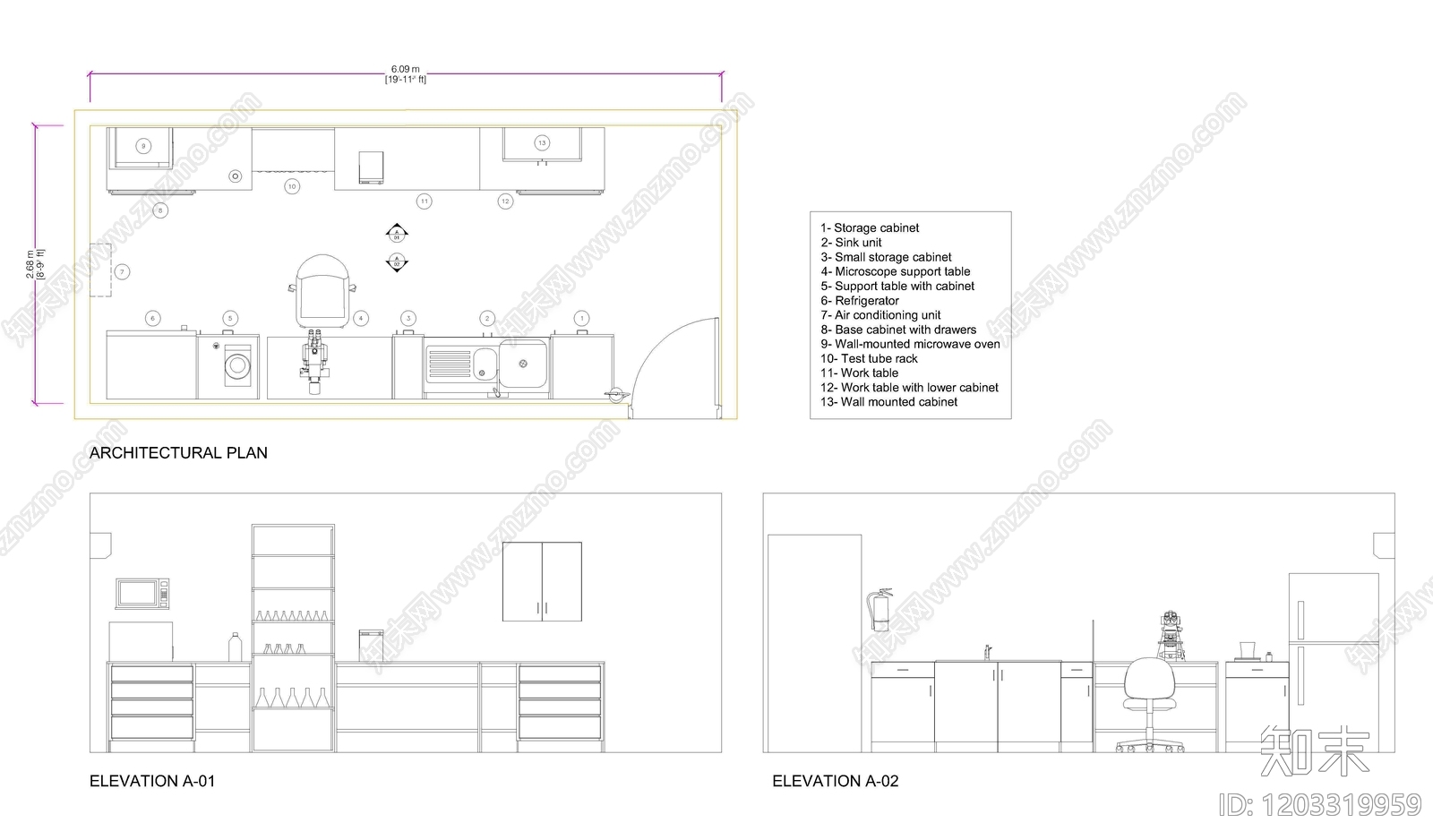 现代独立办公室cad施工图下载【ID:1203319959】