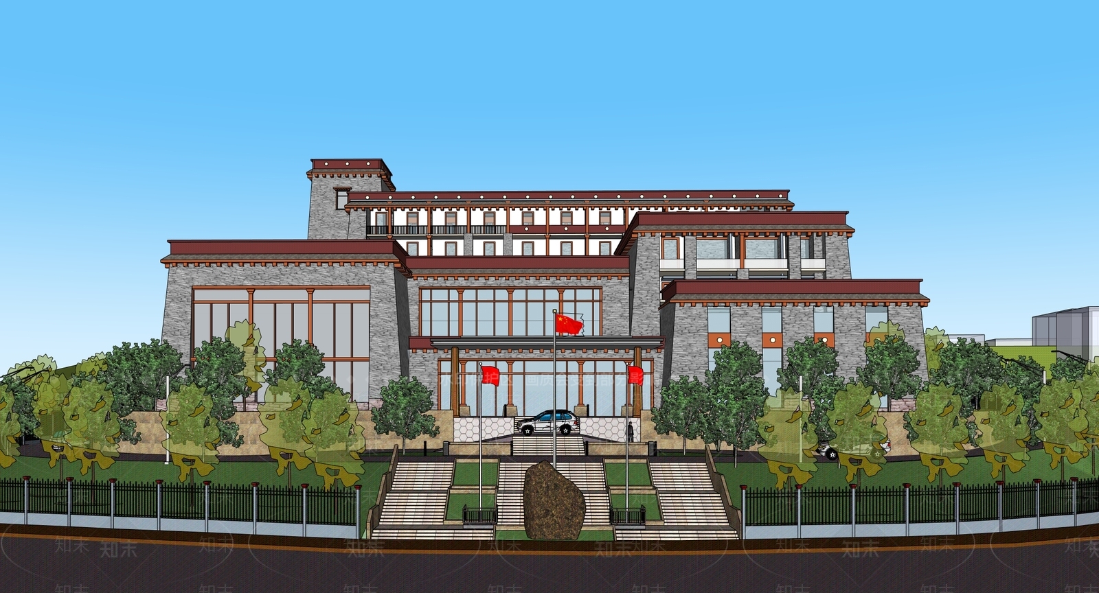 新中式中式图书馆SU模型下载【ID:1203320115】
