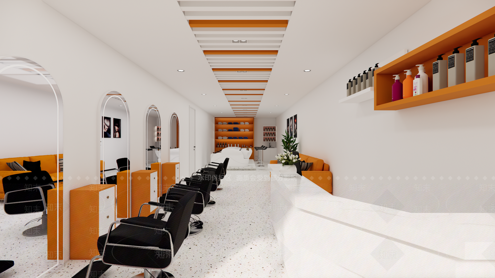 现代简约理发店SU模型下载【ID:1203452717】