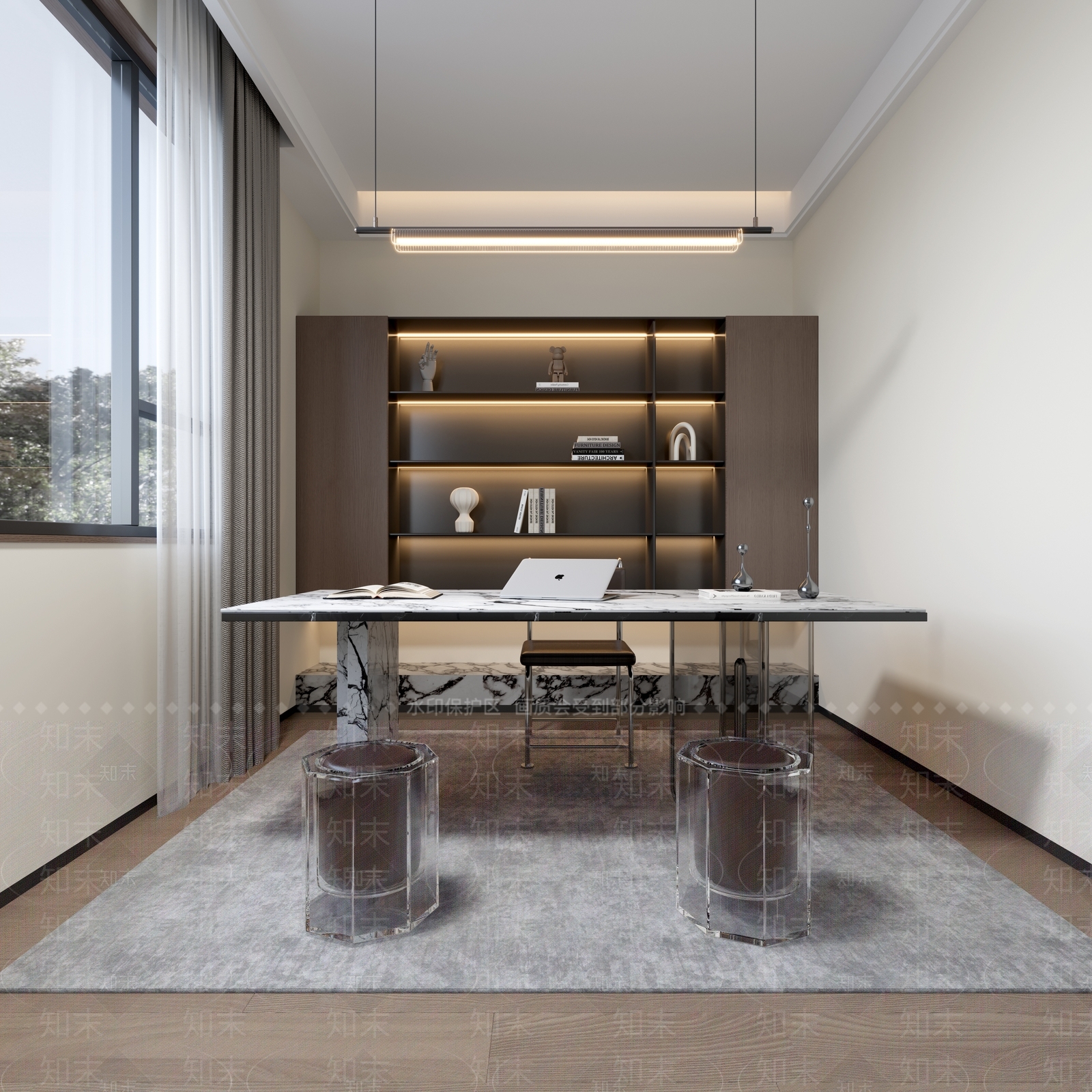 新中式现代书房3D模型下载【ID:1203325617】