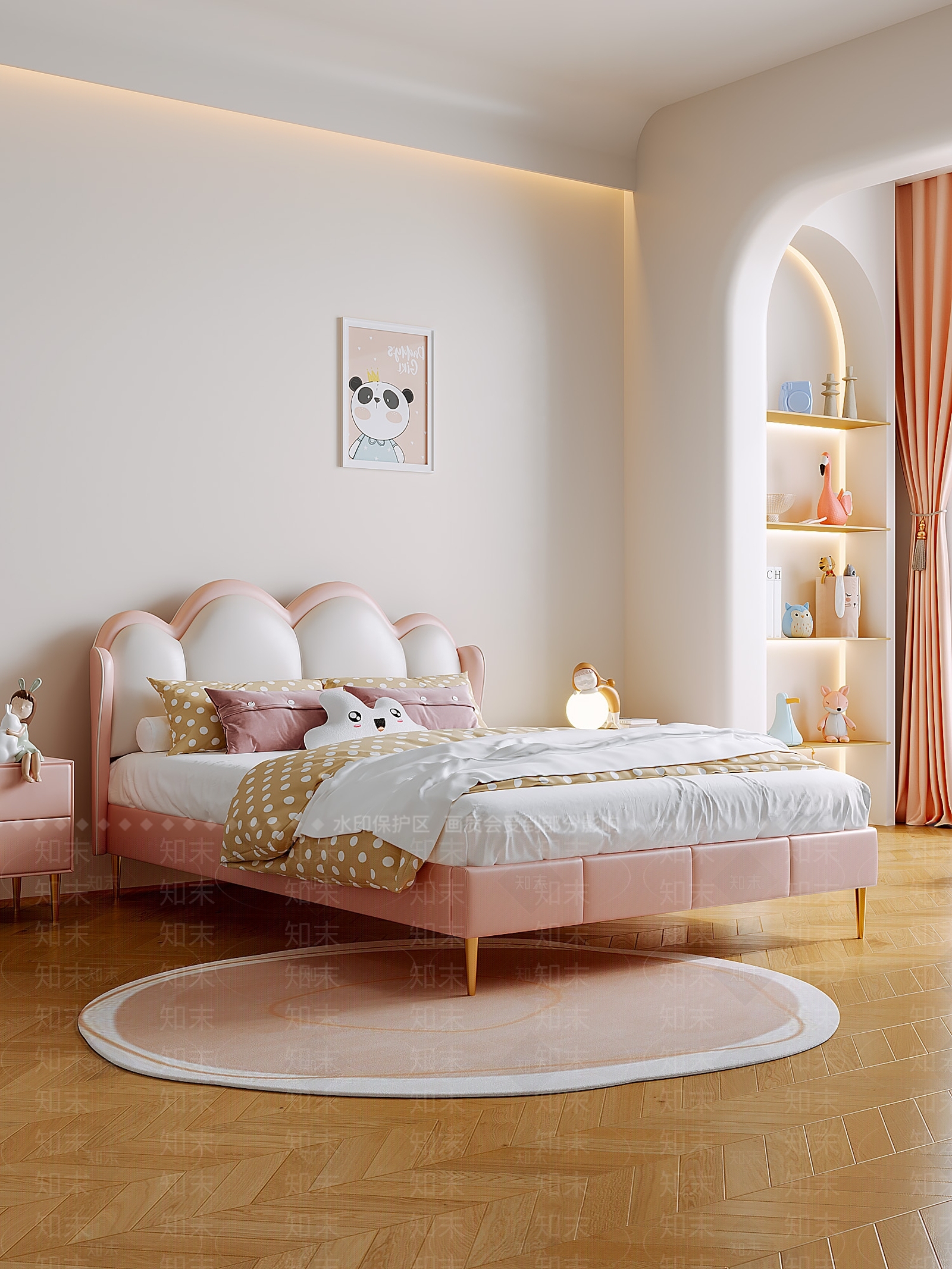 现代奶油儿童床3D模型下载【ID:1203325911】