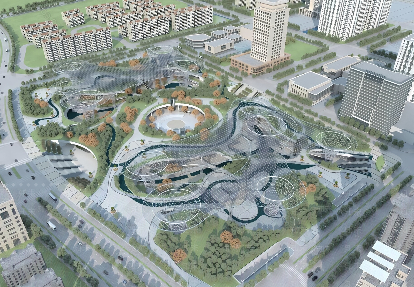 现代景观公园SU模型下载【ID:1203327618】