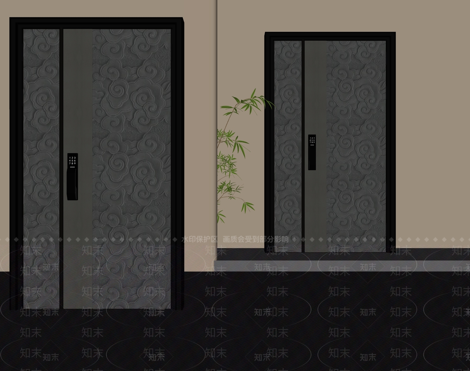 新中式中式单开门SU模型下载【ID:1203328589】