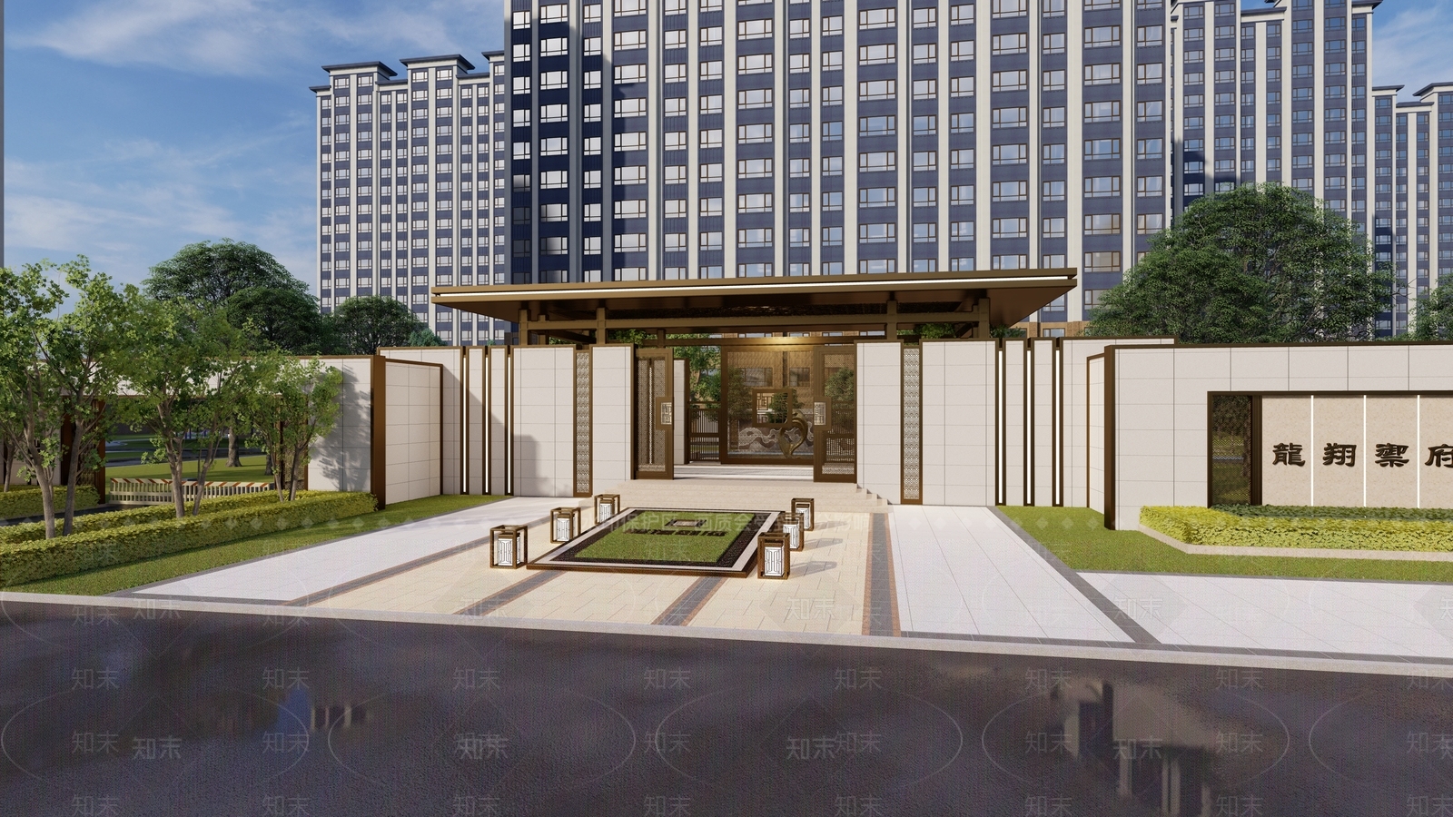 新中式现代入口大门SU模型下载【ID:1203421750】