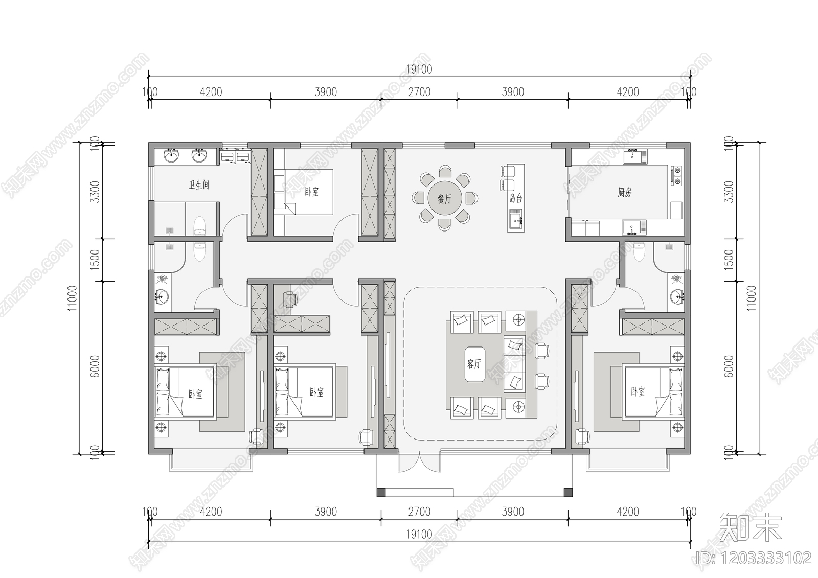 现代别墅建筑施工图下载【ID:1203333102】