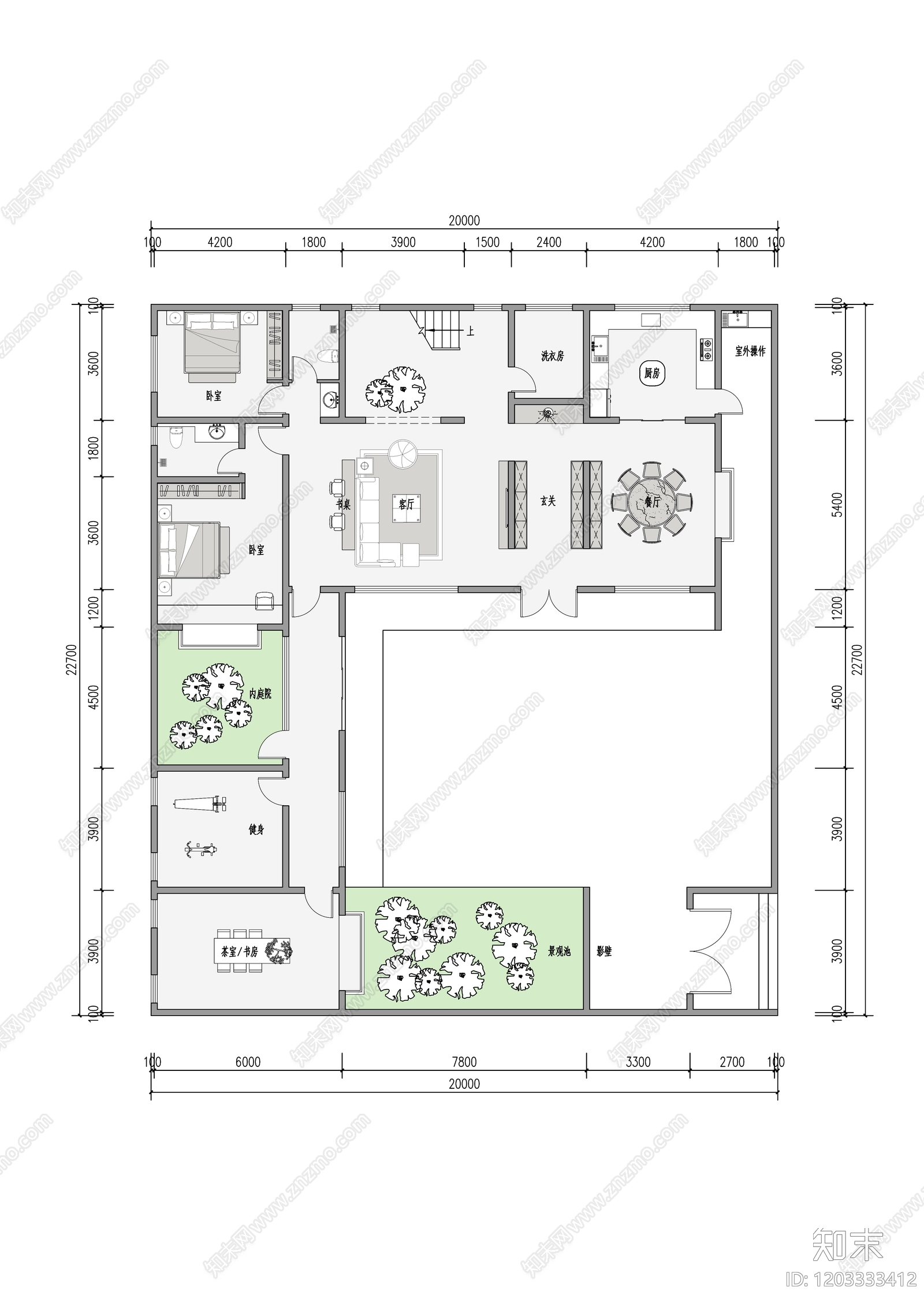 现代别墅建筑施工图下载【ID:1203333412】