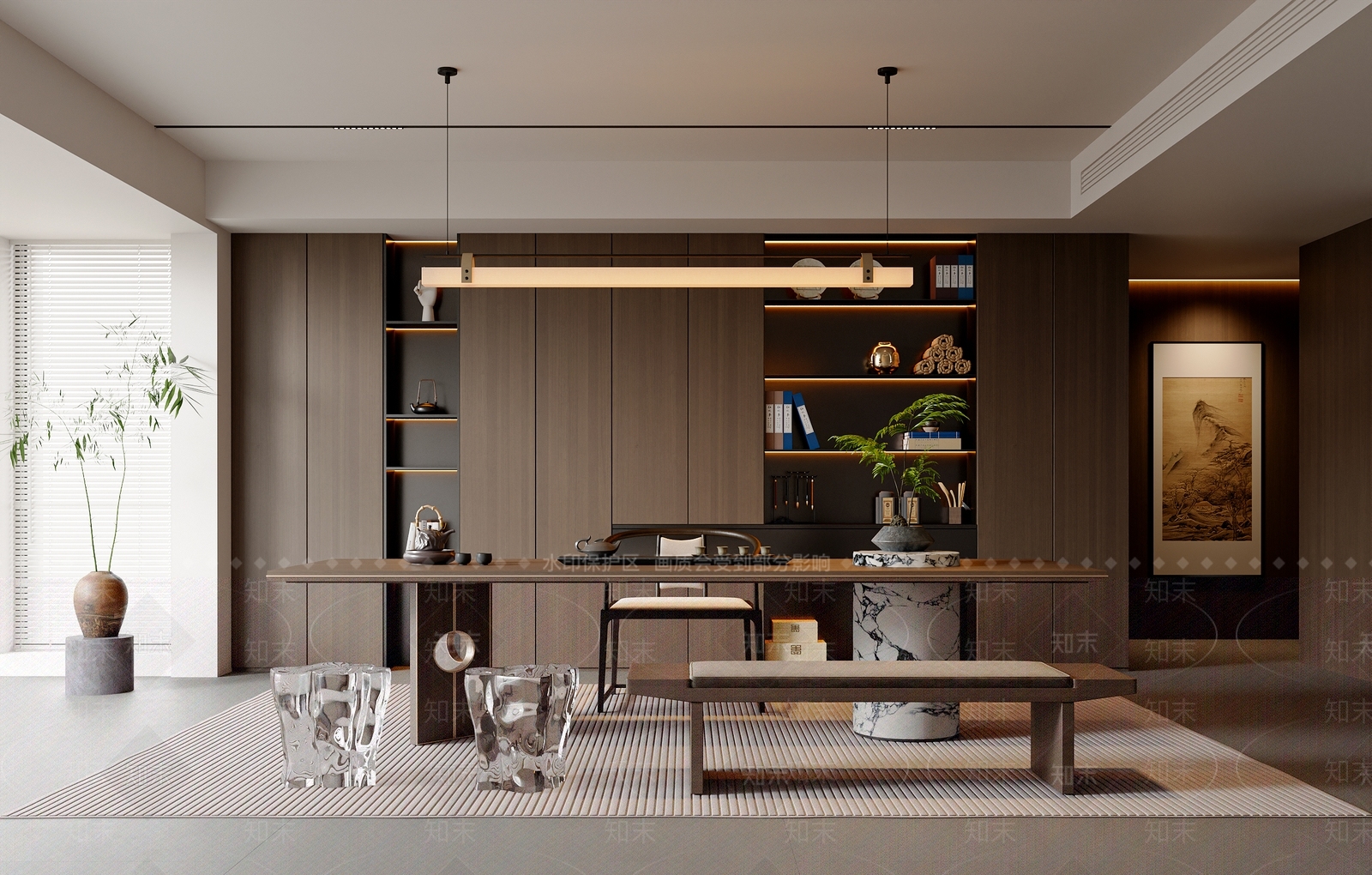 新中式中式茶室SU模型下载【ID:1203334244】