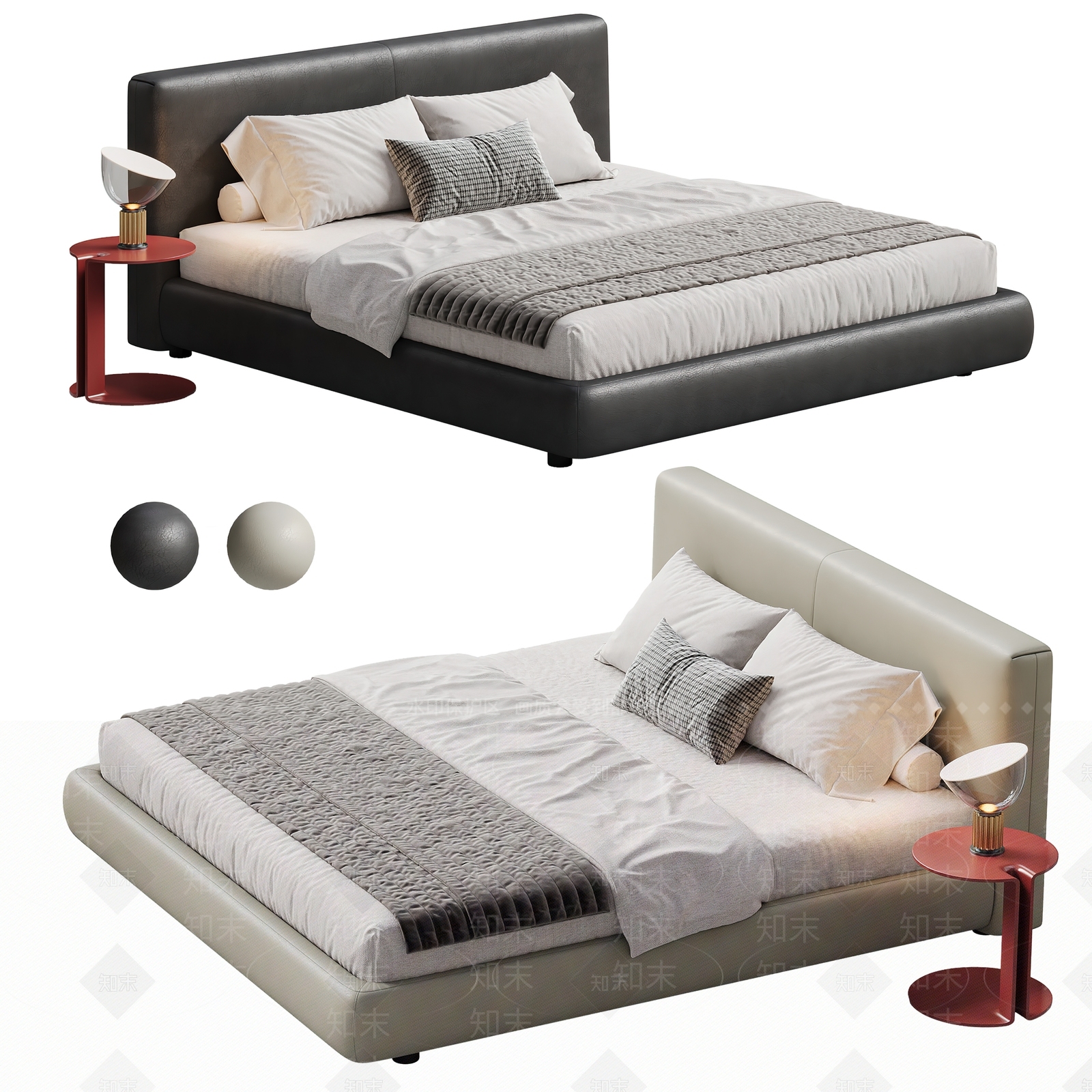 现代简约双人床3D模型下载【ID:1203334023】