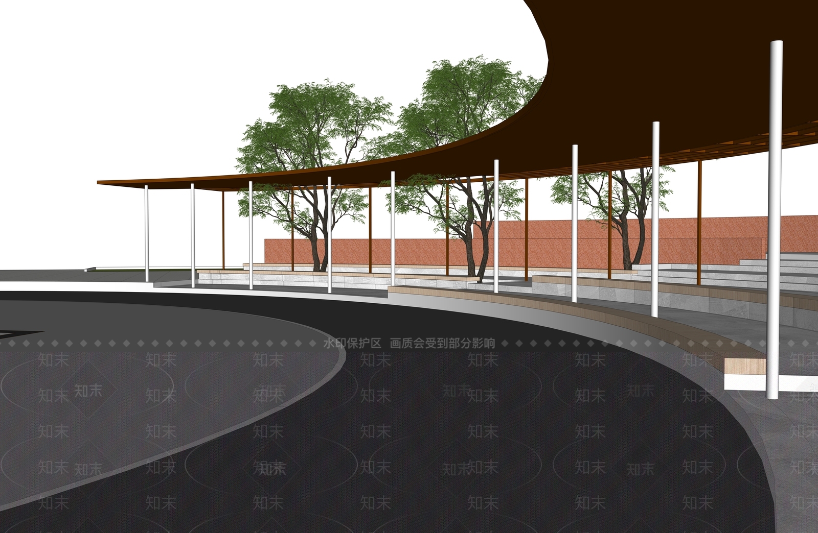 新中式现代廊架SU模型下载【ID:1203334232】