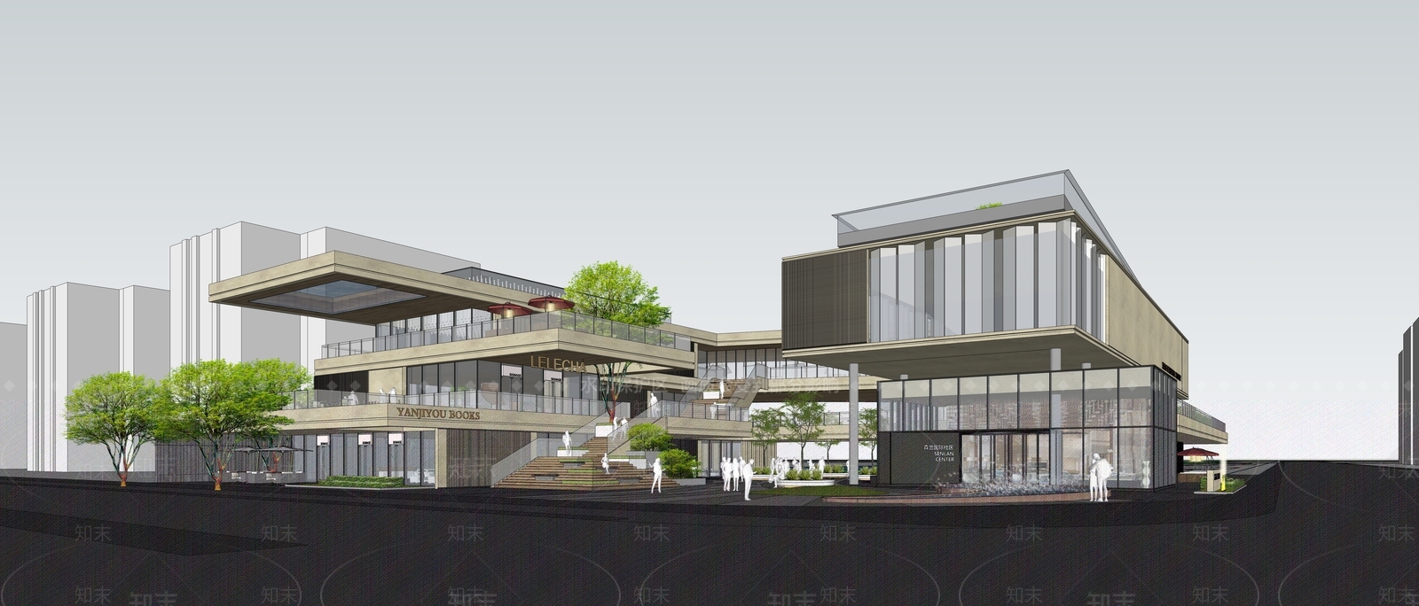 现代商场建筑SU模型下载【ID:1203335173】