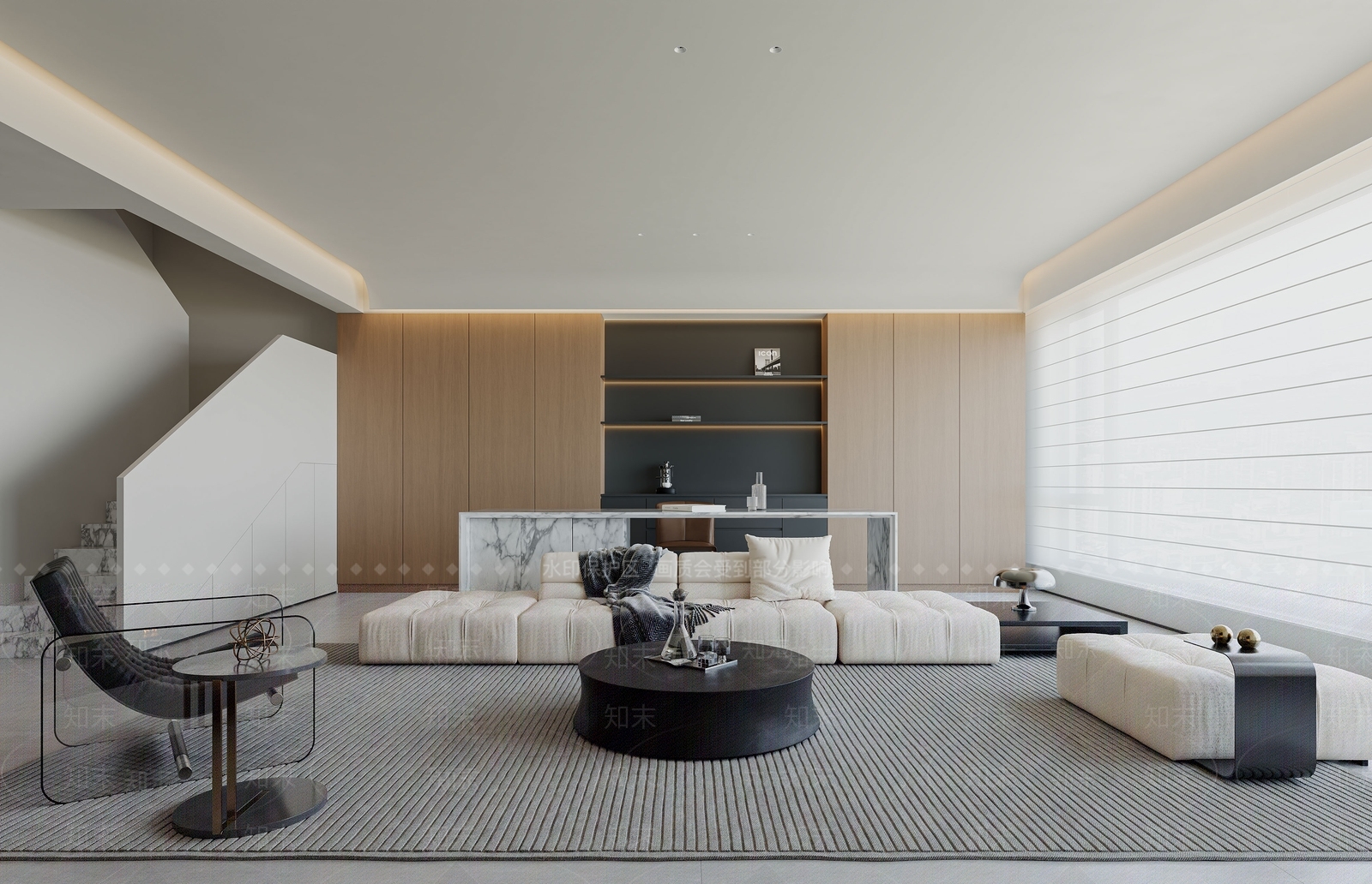 现代意式黑白灰客餐厅3D模型下载【ID:1203335744】