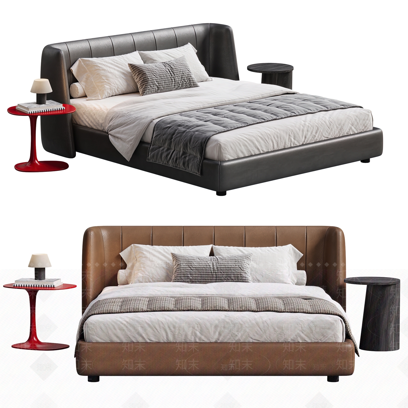 现代意式双人床3D模型下载【ID:1203336560】