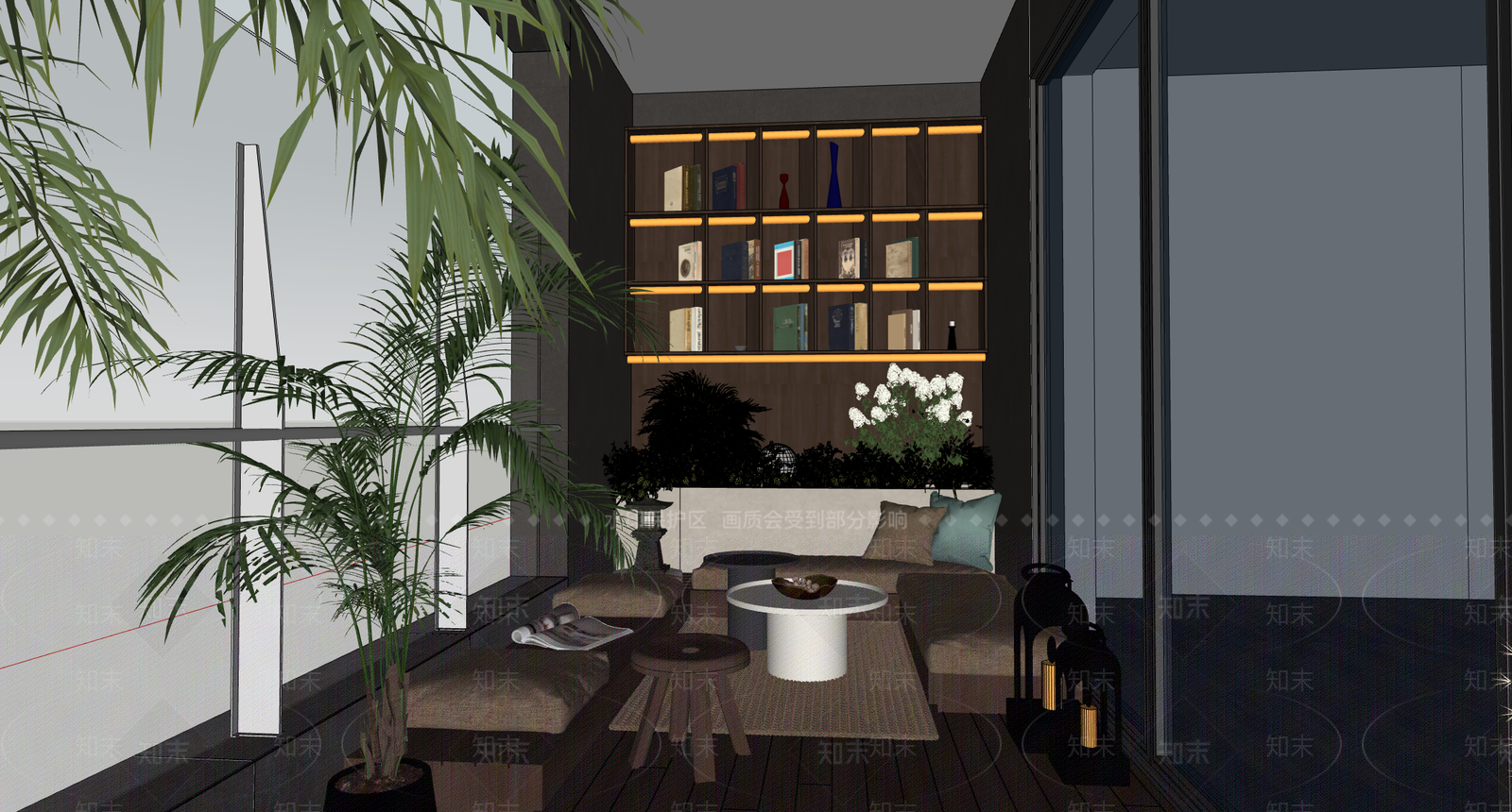 现代家居阳台SU模型下载【ID:1203337636】