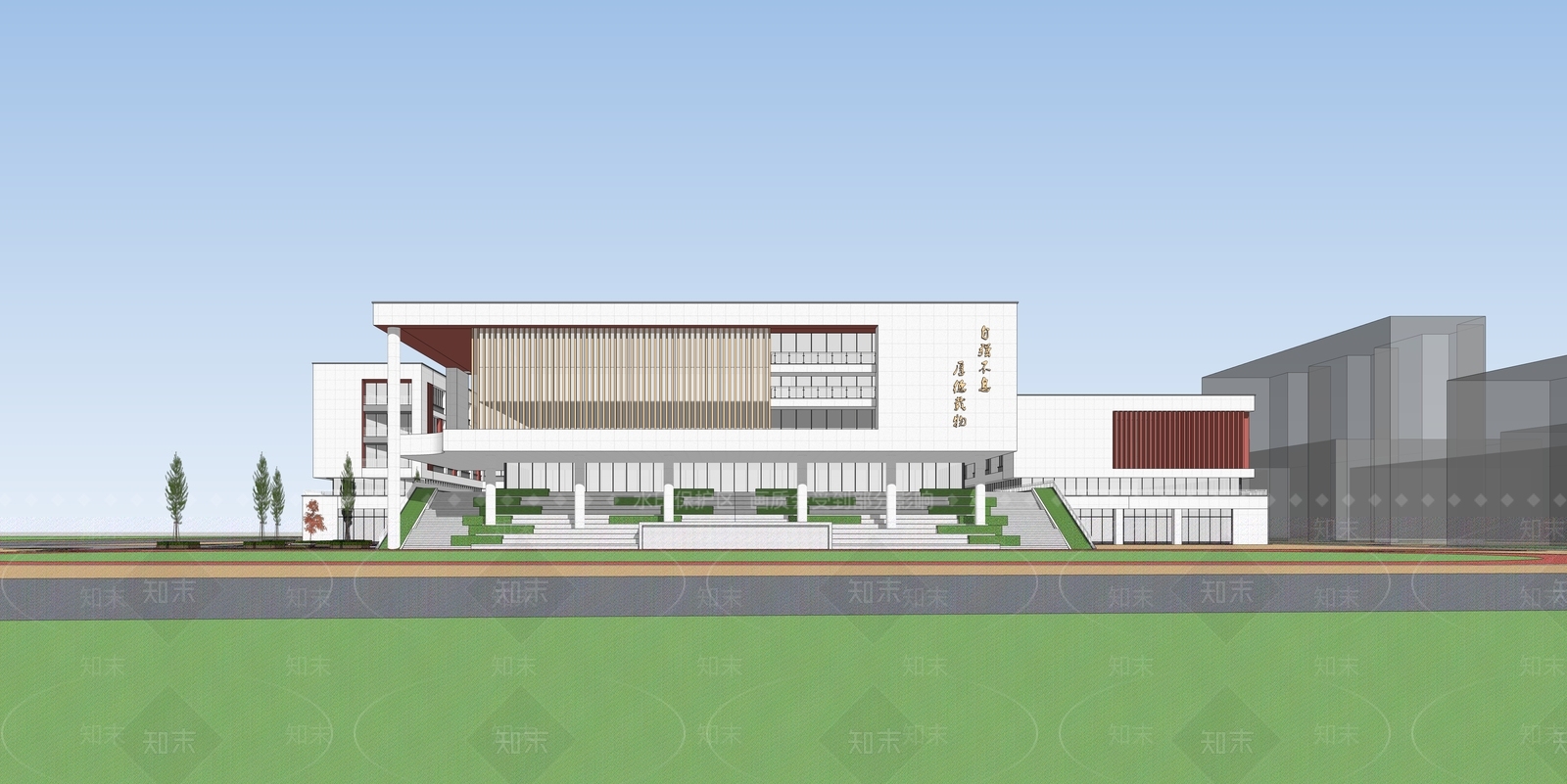 现代学校建筑SU模型下载【ID:1203337929】