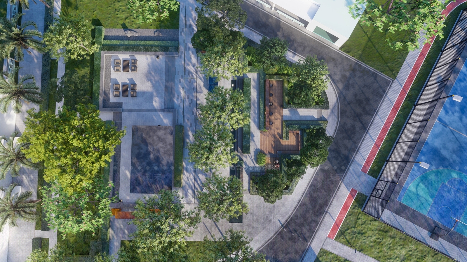 现代简约小区景观SU模型下载【ID:1203343760】