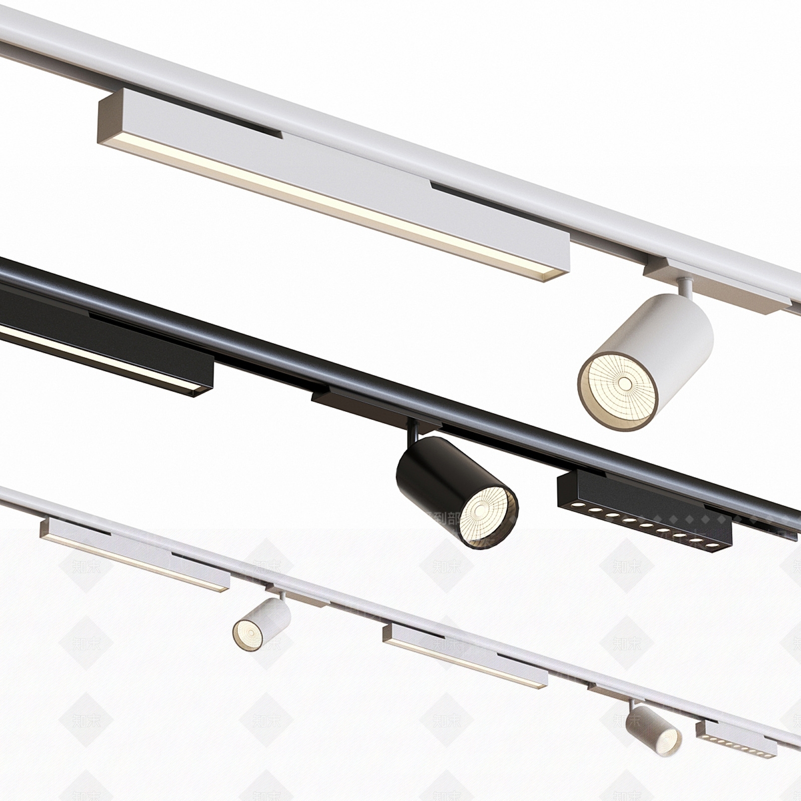 现代筒灯射灯组合3D模型下载【ID:1203345759】