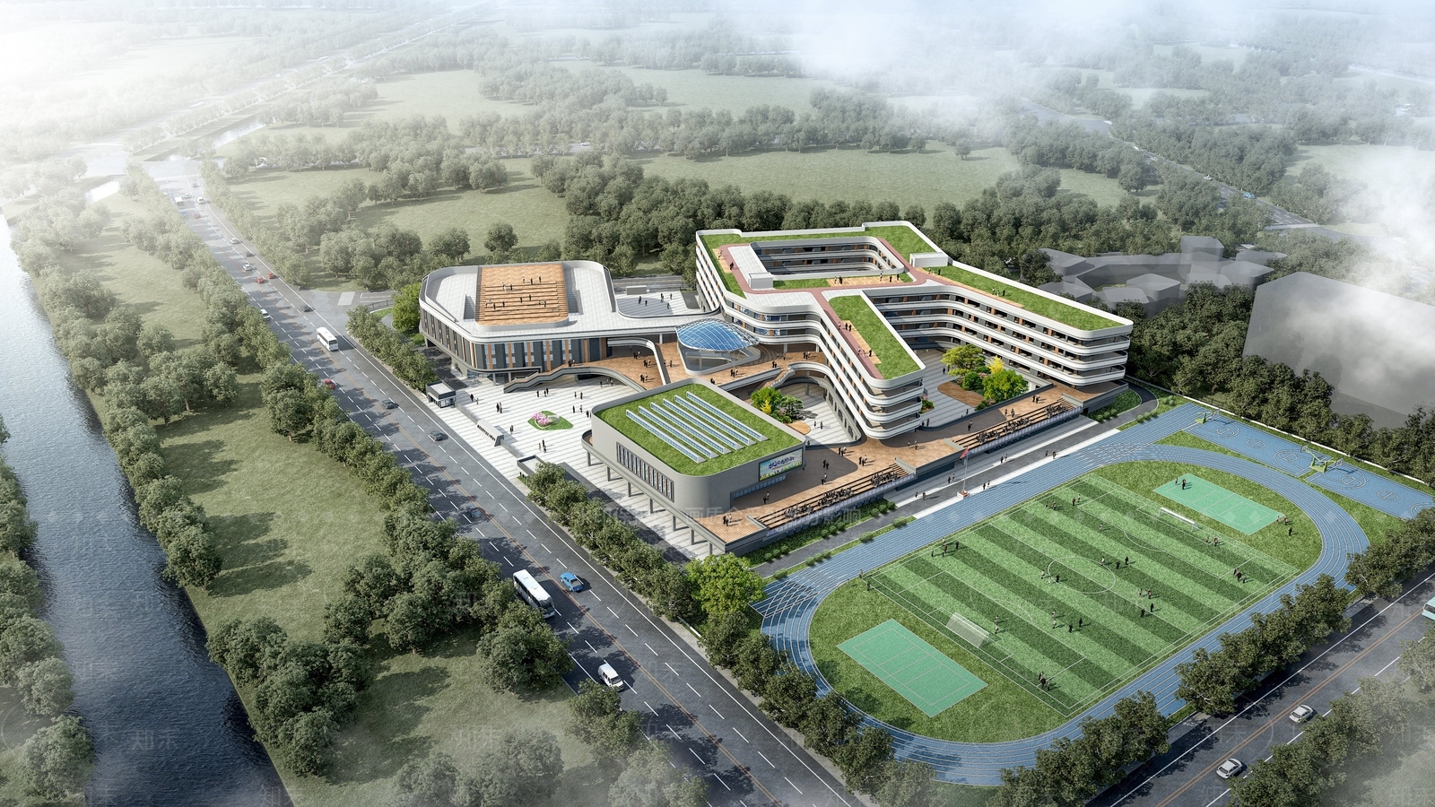 现代学校外观3D模型下载【ID:1203346203】
