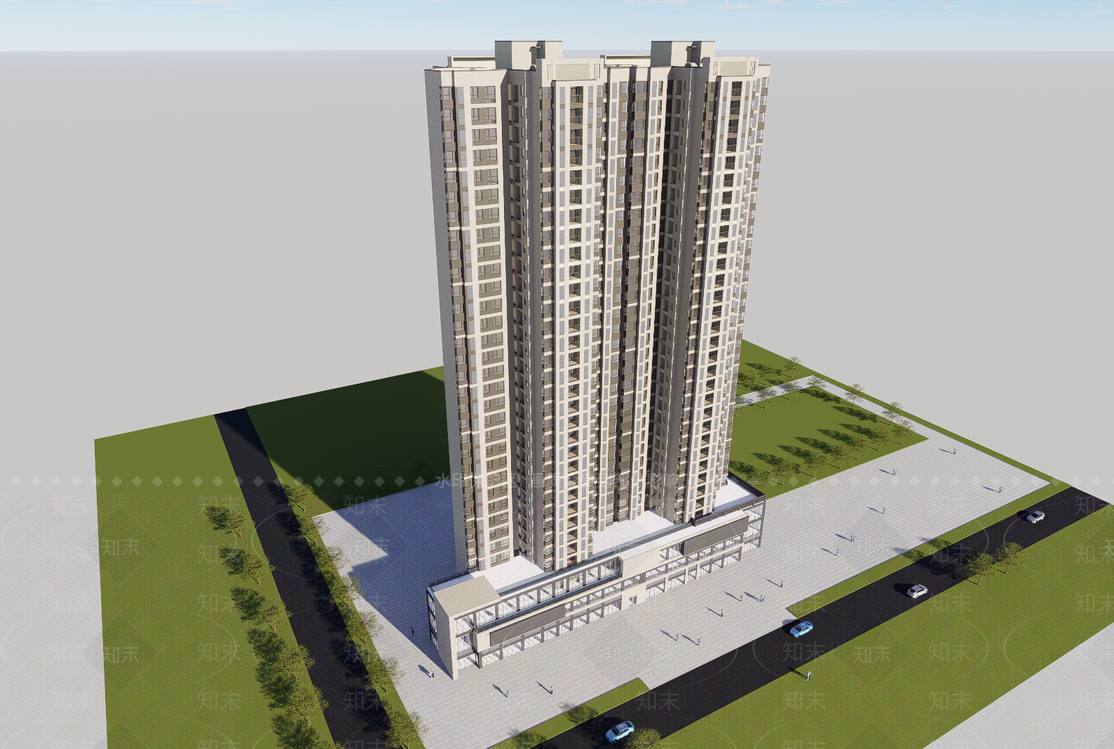 现代高层住宅SU模型下载【ID:1203348132】